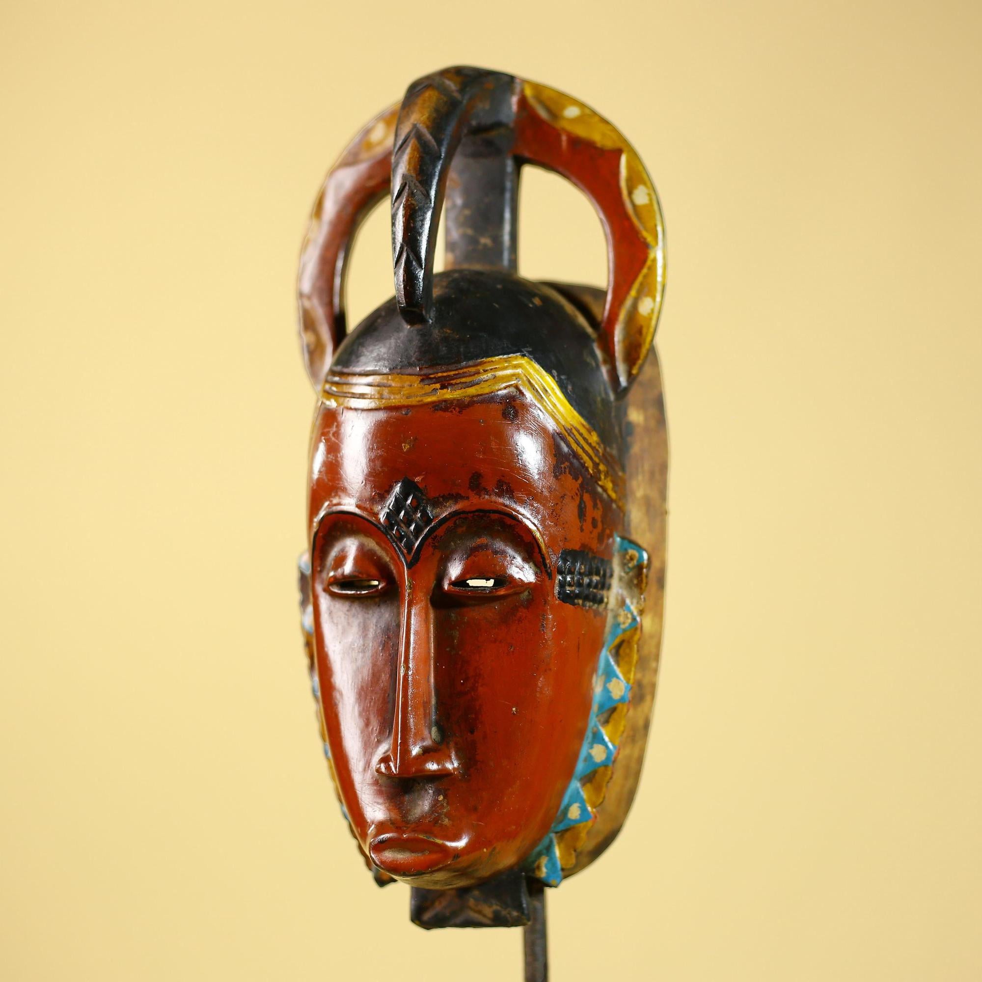 African Mask Guro Tribal Art Vintage Handmade Wooden Wall Decor Unique Carved-G6078