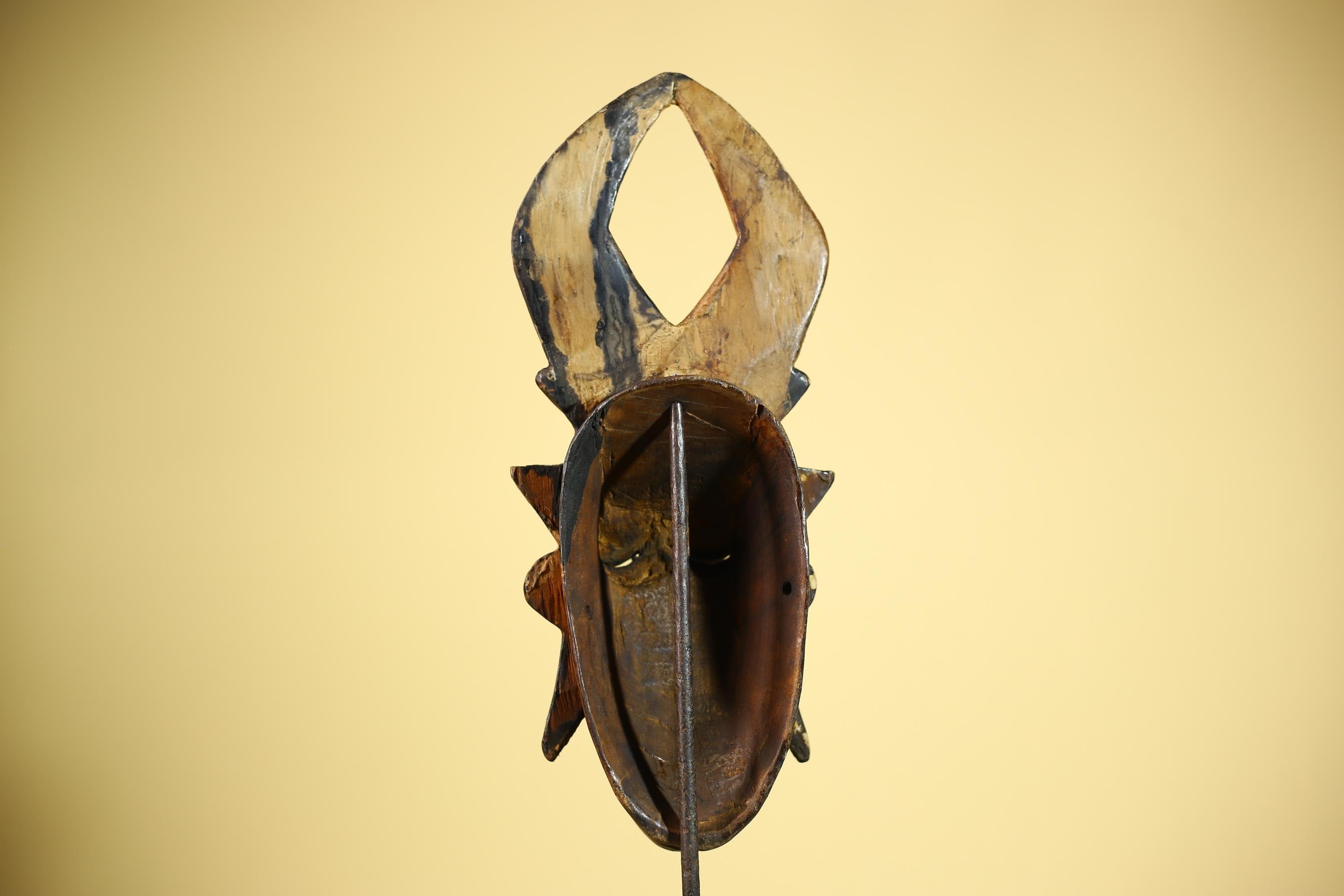 African Mask Guro Horned Vintage Tribal Art Handmade Wooden Wall Display-G6080