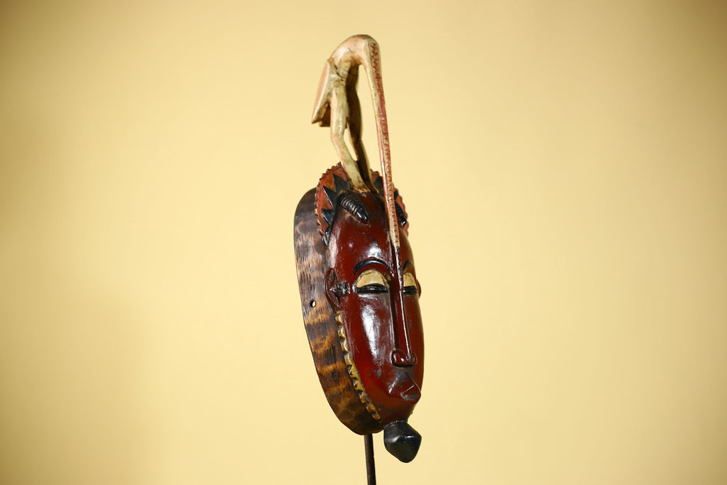 Handmade African Mask Guro Tribal Art Wooden Wall Decor Rare Collectible-G6084