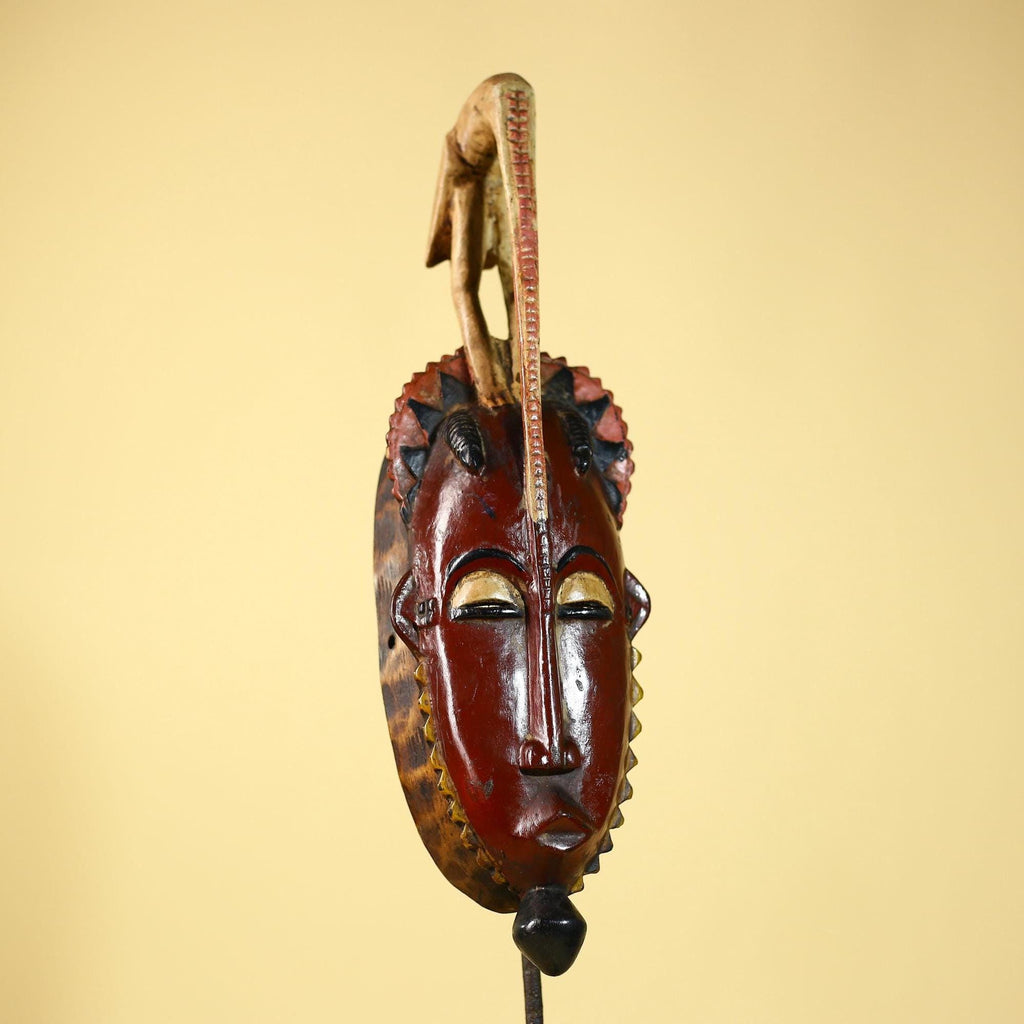 Handmade African Mask Guro Tribal Art Wooden Wall Decor Rare Collectible-G6084