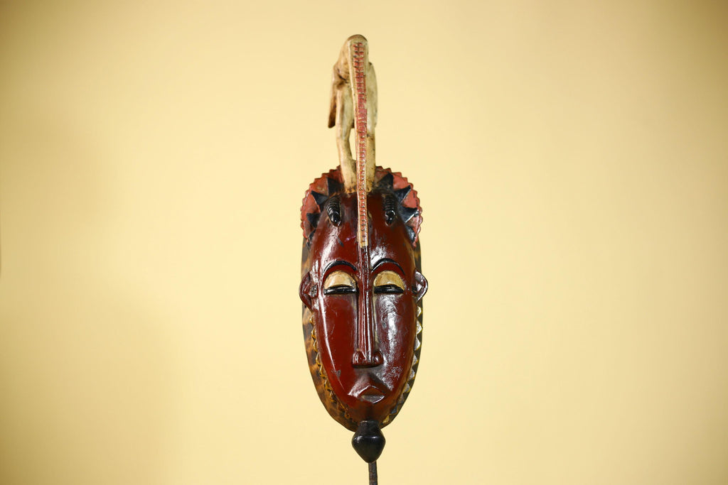 Handmade African Mask Guro Tribal Art Wooden Wall Decor Rare Collectible-G6084