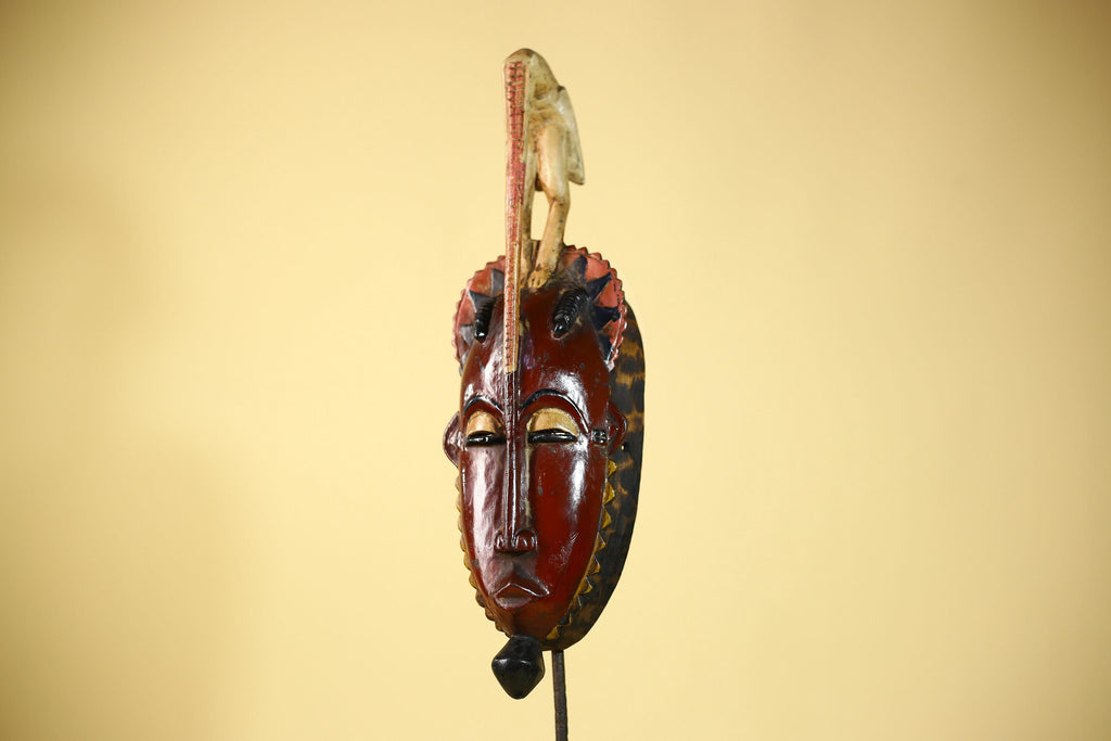 Handmade African Mask Guro Tribal Art Wooden Wall Decor Rare Collectible-G6084