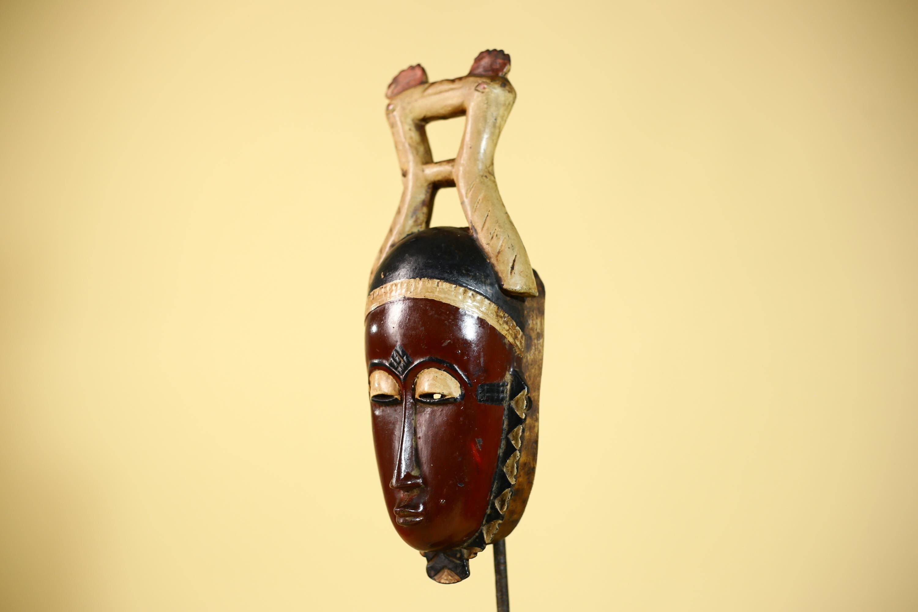 Rare African Mask Guro Vintage Tribal Wooden African Mask Wall Art-G6085