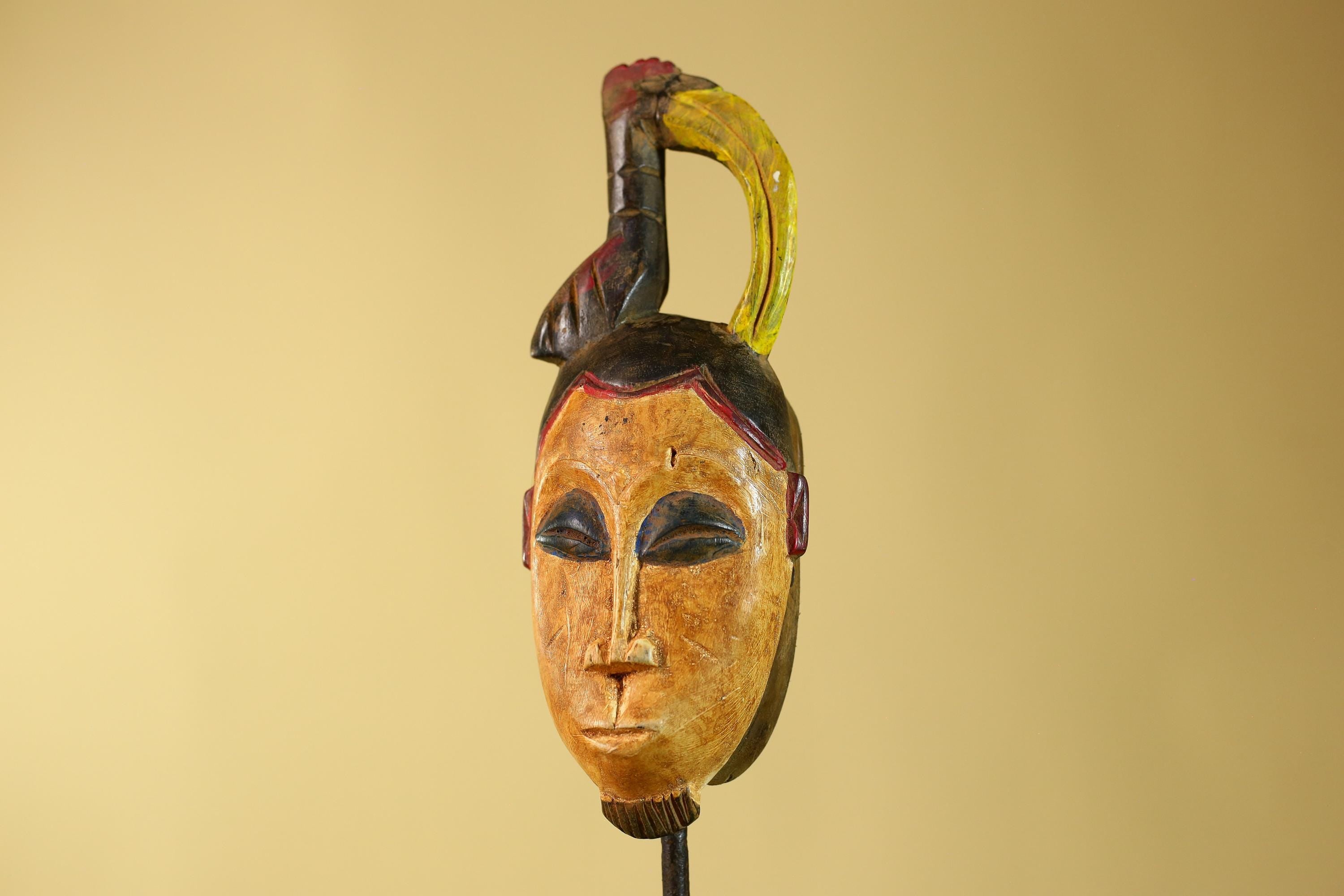 Vintage West African Baule Wooden Mask -Tribal Art Ceremonial Wall Decor-G6186