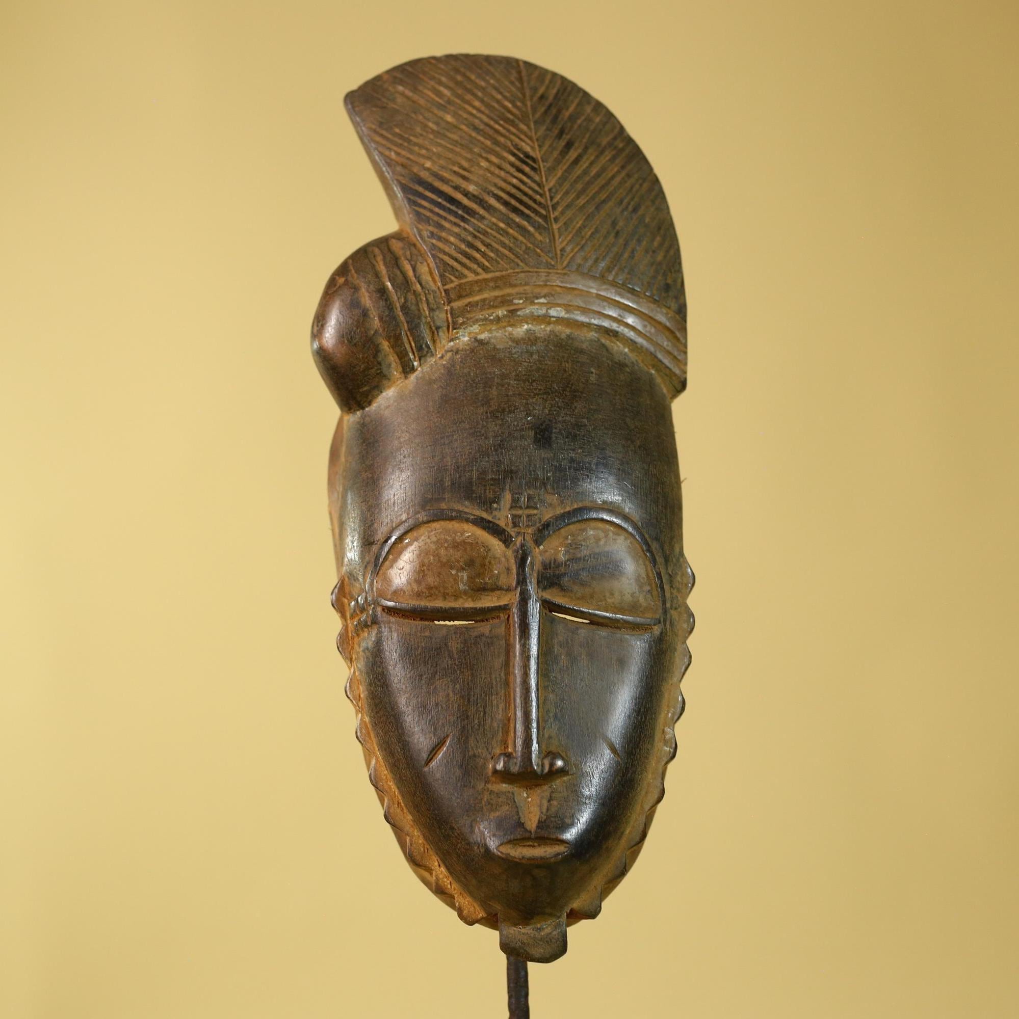 African Mask Guro Style | Vintage Wooden Mask Wall Art | Tribal Decor-G6188