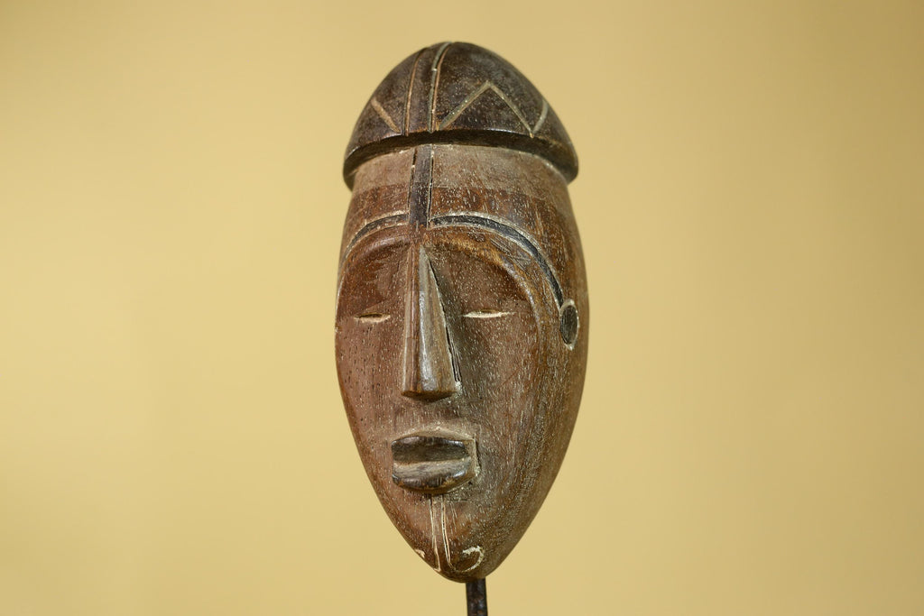African Wooden Mask Tribal Wall Art- Hand Carved Elongated Face Mask-G6190