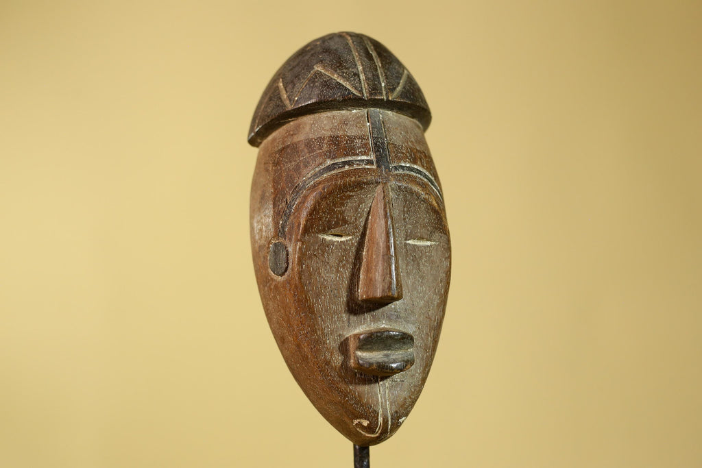 African Wooden Mask Tribal Wall Art- Hand Carved Elongated Face Mask-G6190