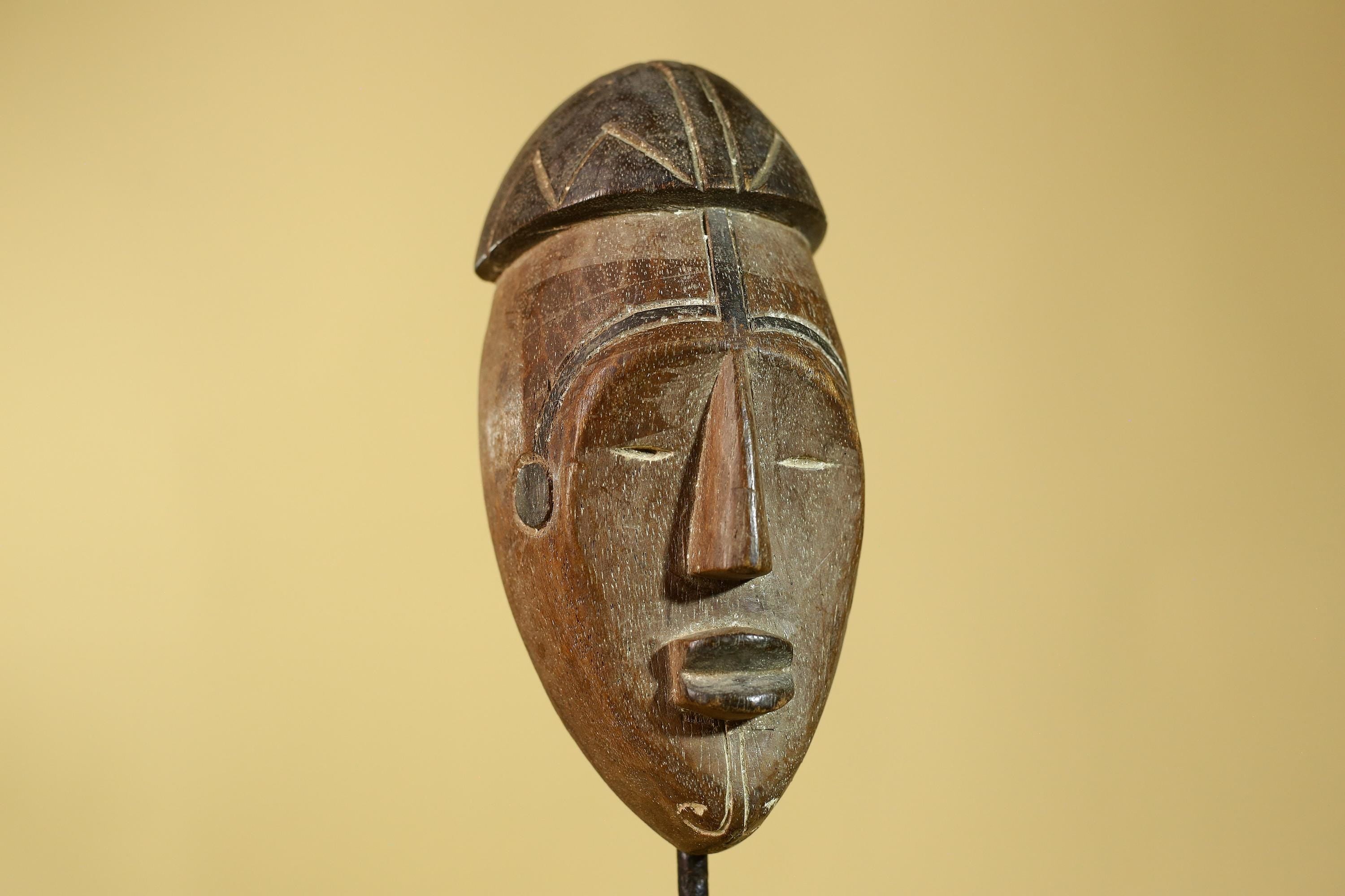 African Wooden Mask Tribal Wall Art- Hand Carved Elongated Face Mask-G6190