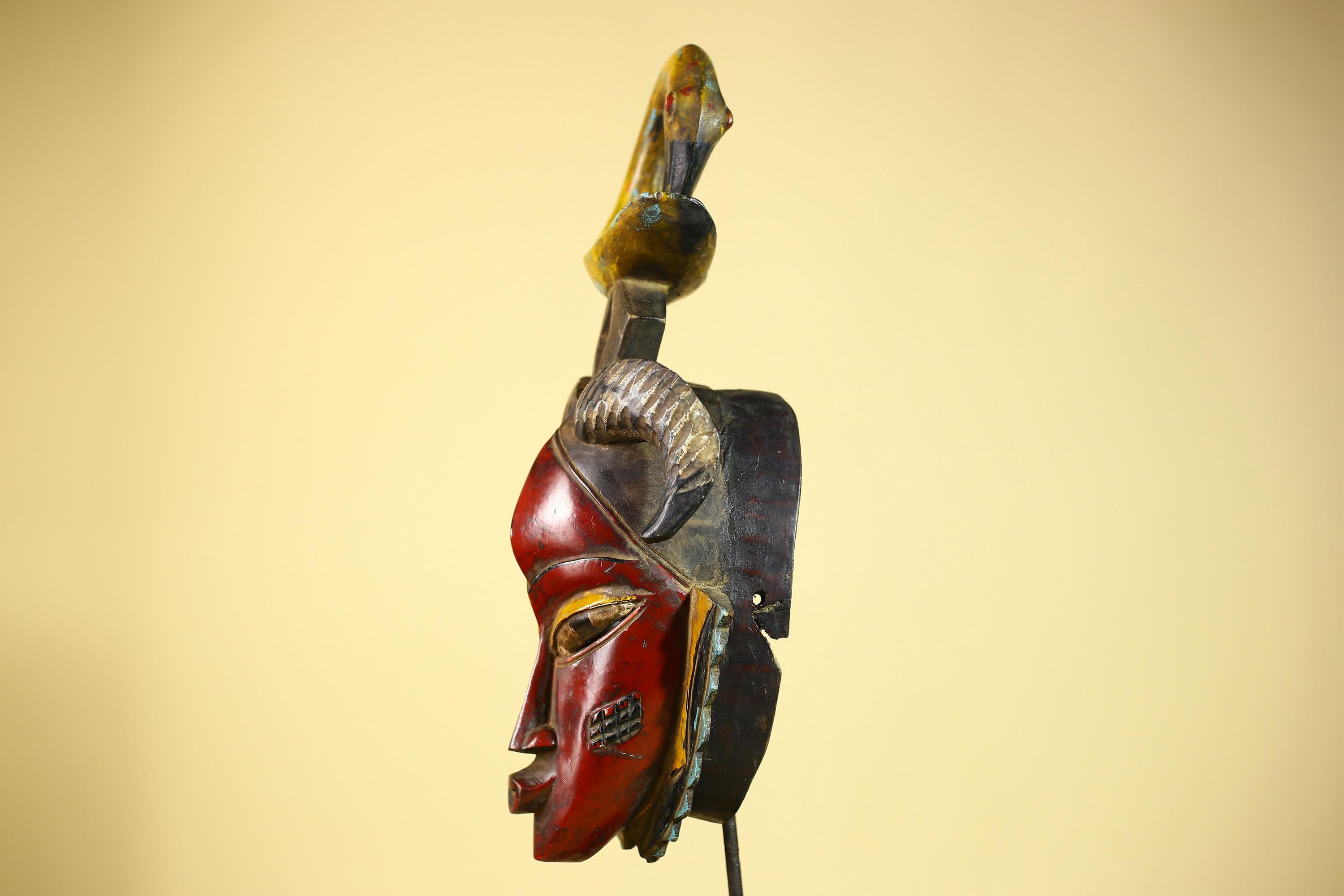 Rare African Mask Guro Tribal Wooden Art Vintage Handmade Decor-G6086