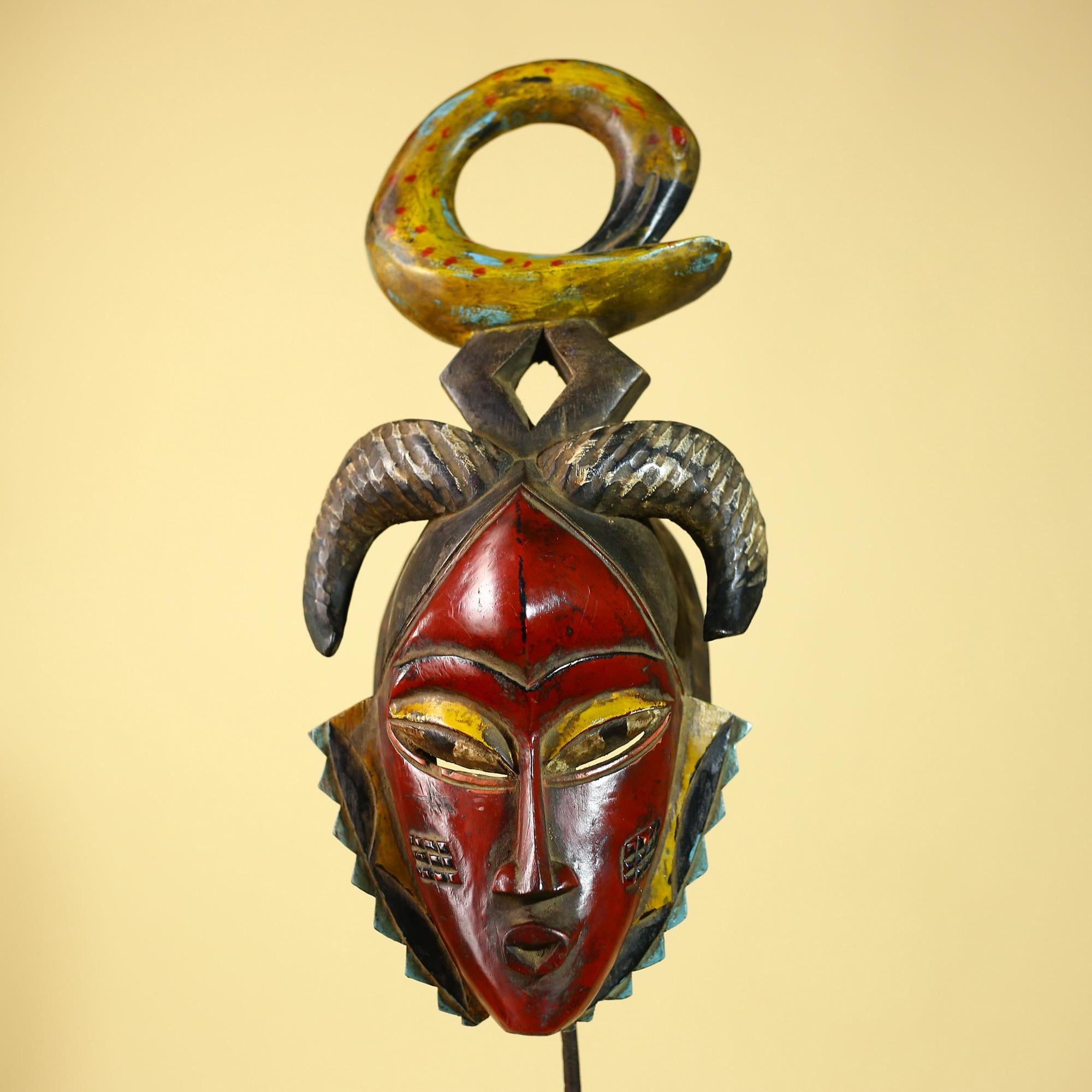Rare African Mask Guro Tribal Wooden Art Vintage Handmade Decor-G6086