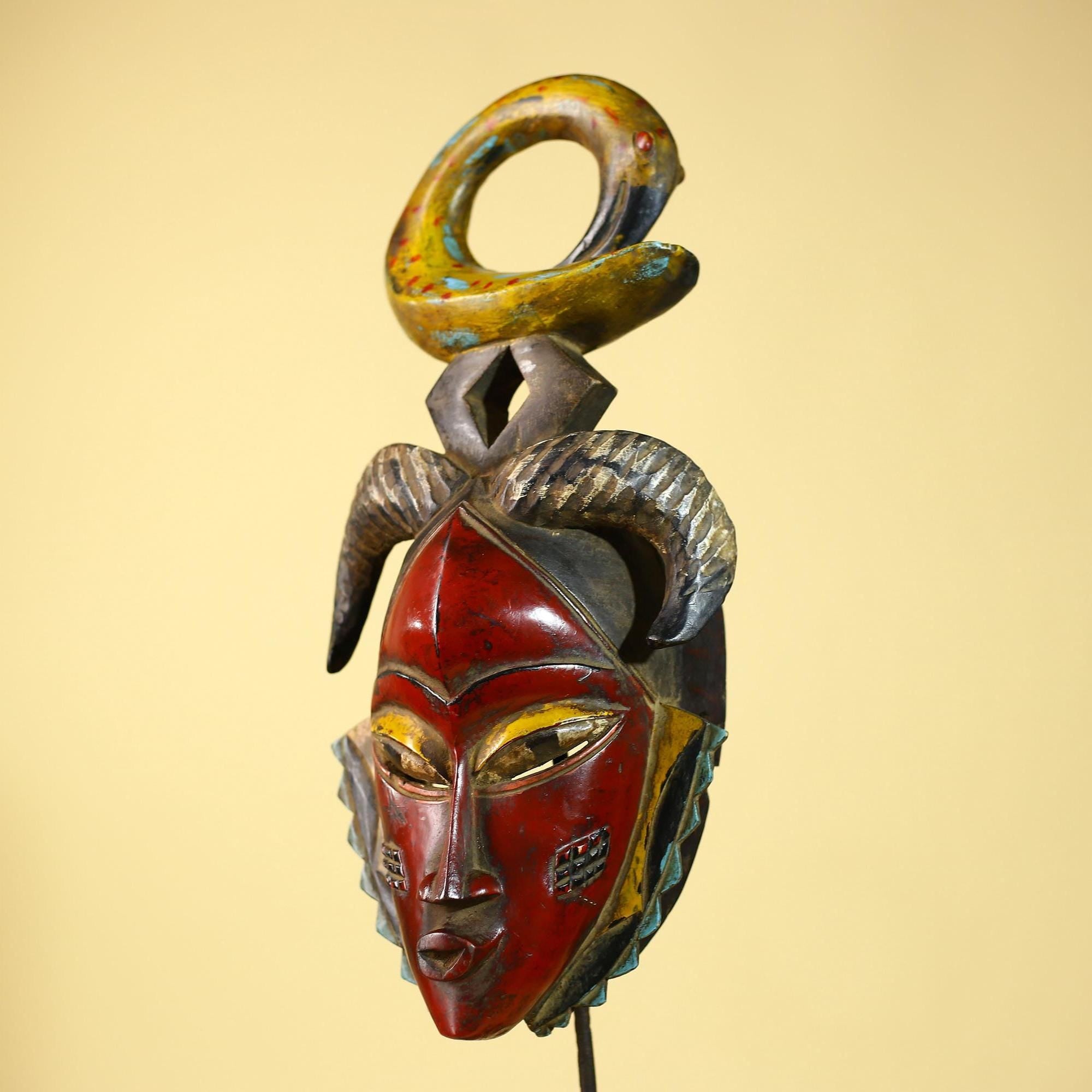 Rare African Mask Guro Tribal Wooden Art Vintage Handmade Decor-G6086