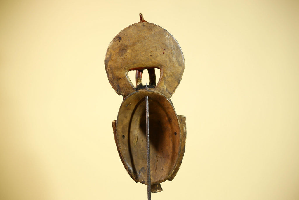 Handmade African Blue Guro Mask Bird Crest Carved Wood Tribal Wall Decor-G6089