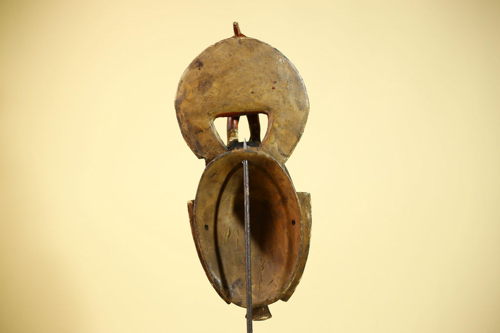 Handmade African Blue Guro Mask Bird Crest Carved Wood Tribal Wall Decor-G6089