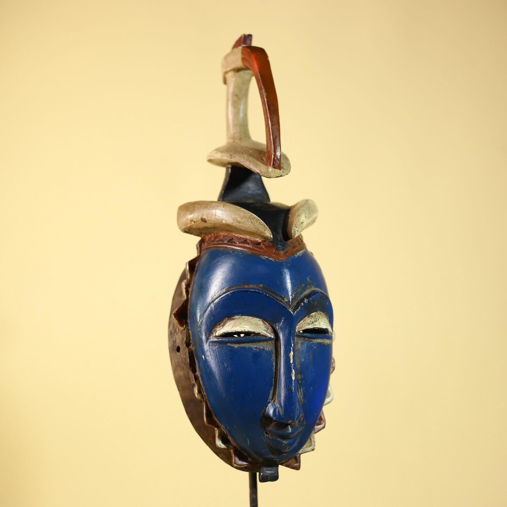 Handcrafted African Baule Mask Vintage Tribal Wooden Mask African Wall Art-G6090