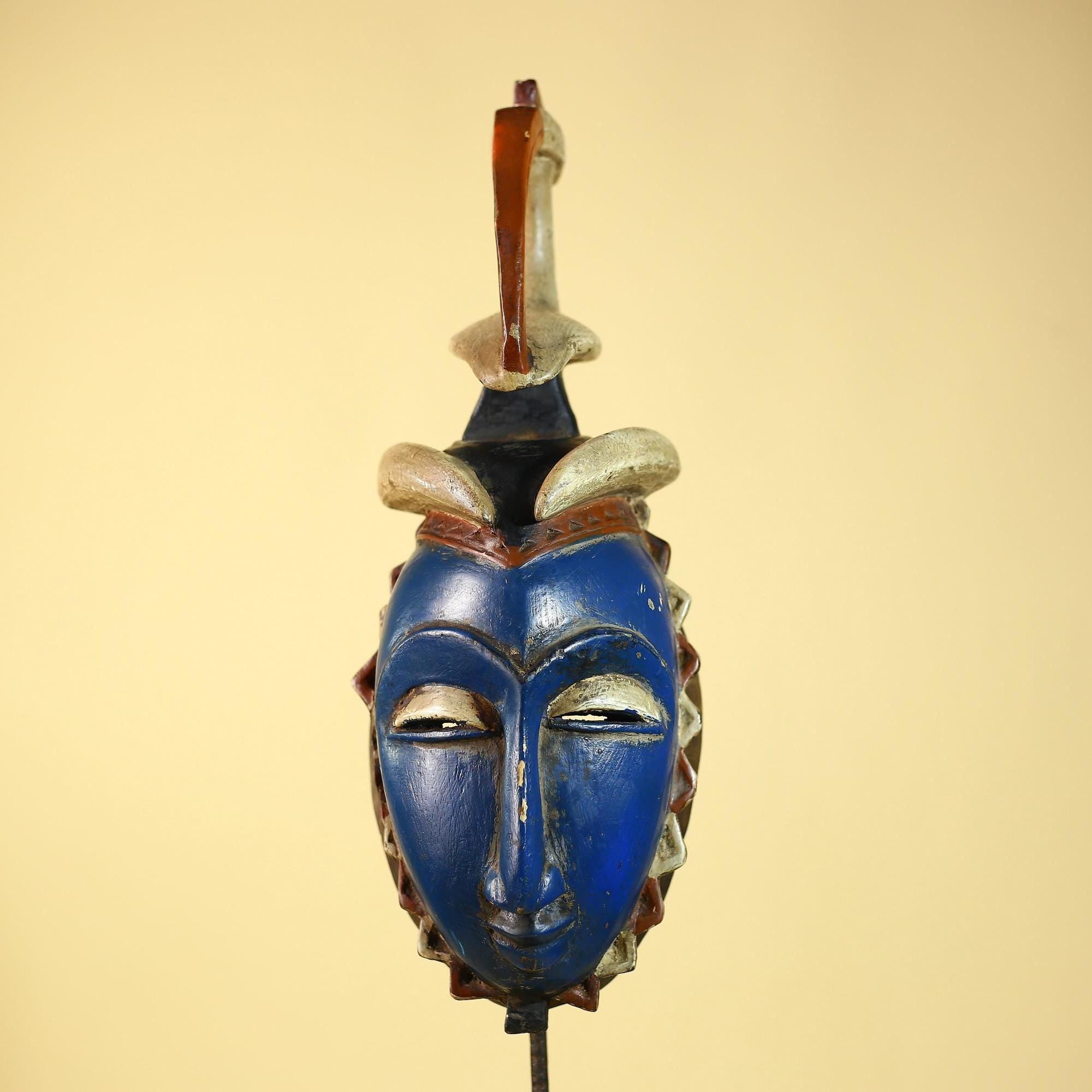 Handcrafted African Baule Mask Vintage Tribal Wooden Mask African Wall Art-G6090