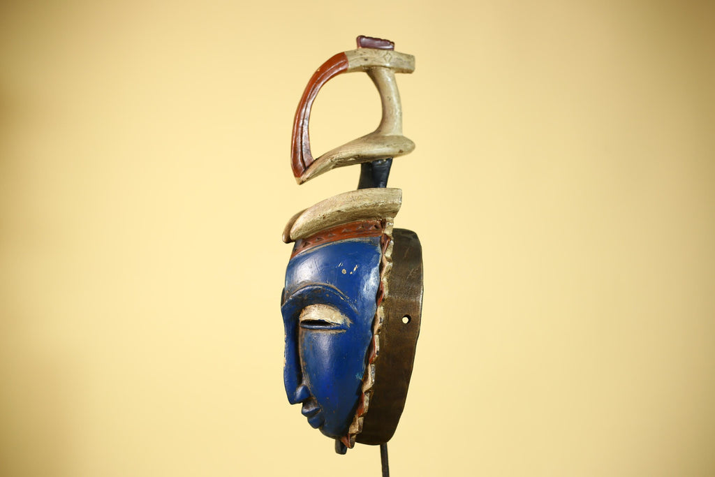 Handcrafted African Baule Mask Vintage Tribal Wooden Mask African Wall Art-G6090