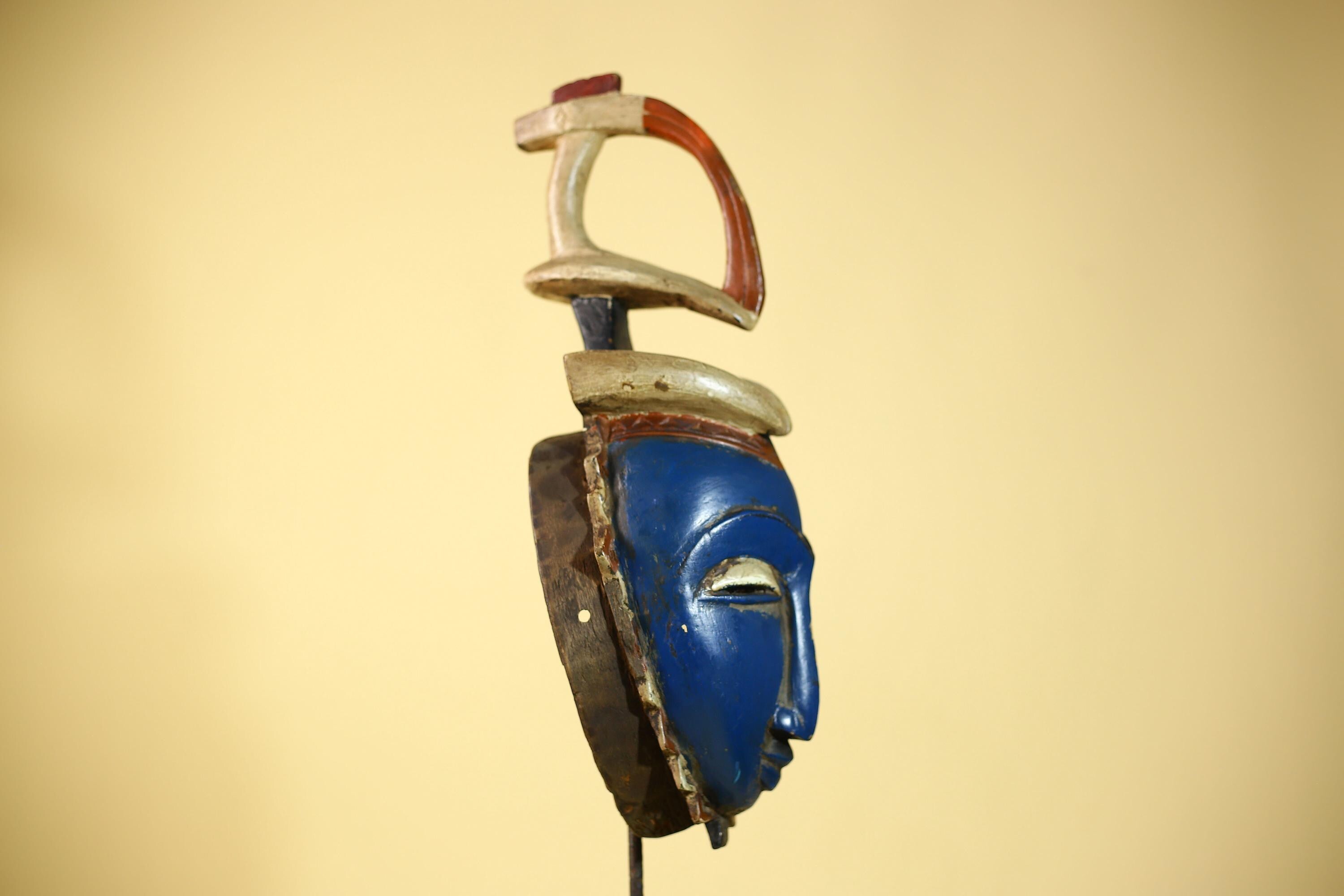 Handcrafted African Baule Mask Vintage Tribal Wooden Mask African Wall Art-G6090