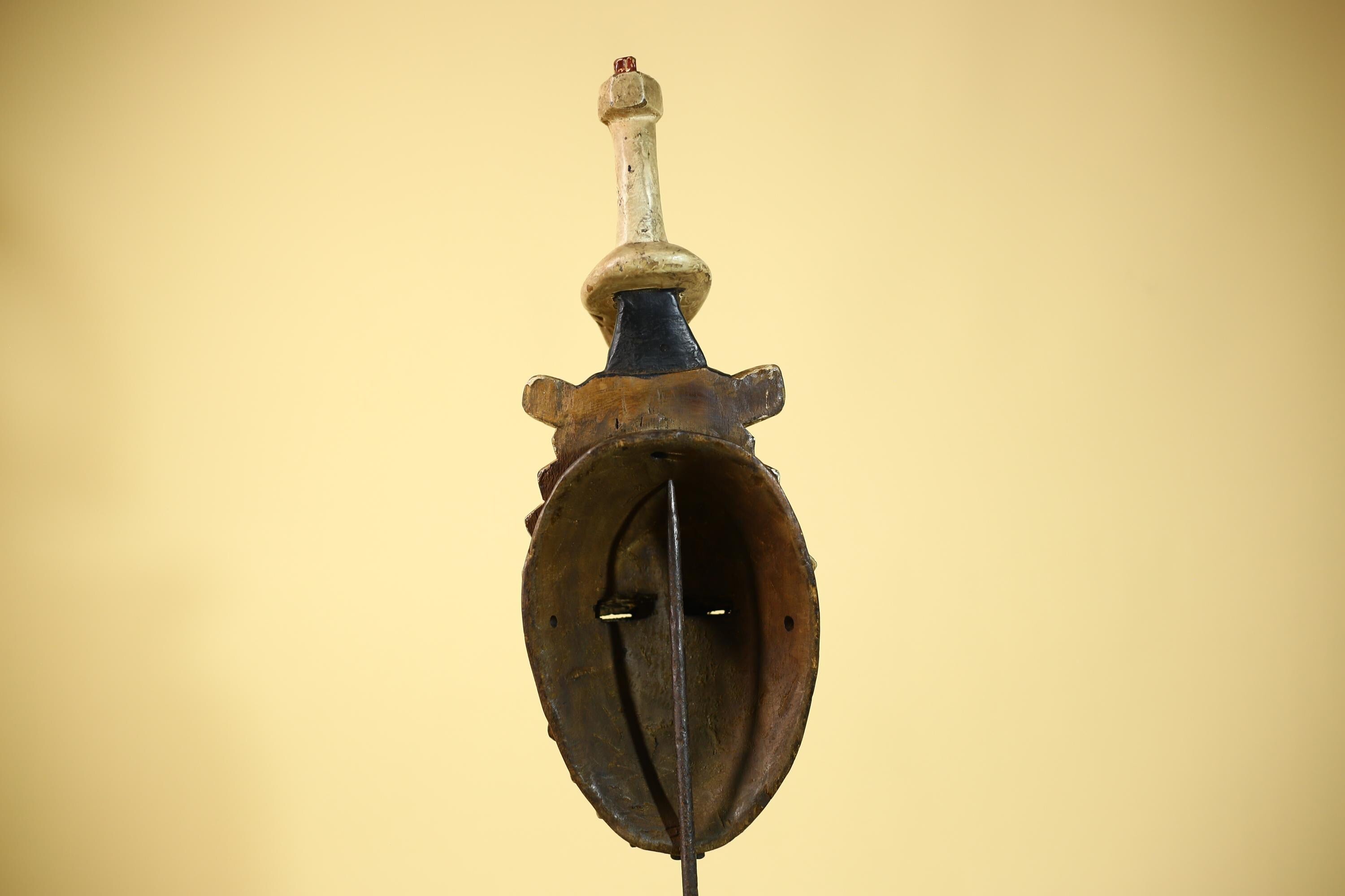 Handcrafted African Baule Mask Vintage Tribal Wooden Mask African Wall Art-G6090