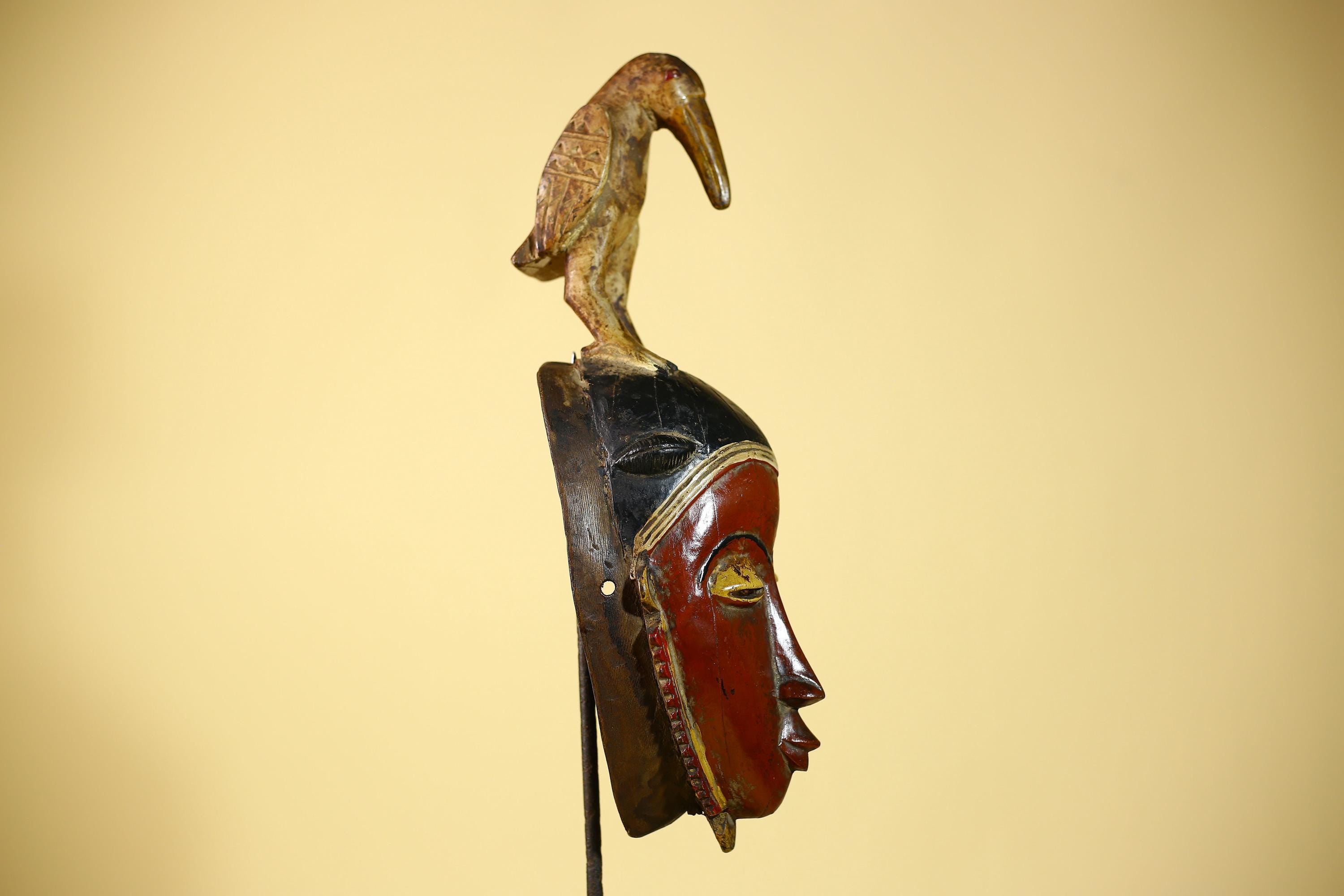 Wooden African Mask Guro Tribal Wood Carving Vintage Handmade Wall Art-G6091