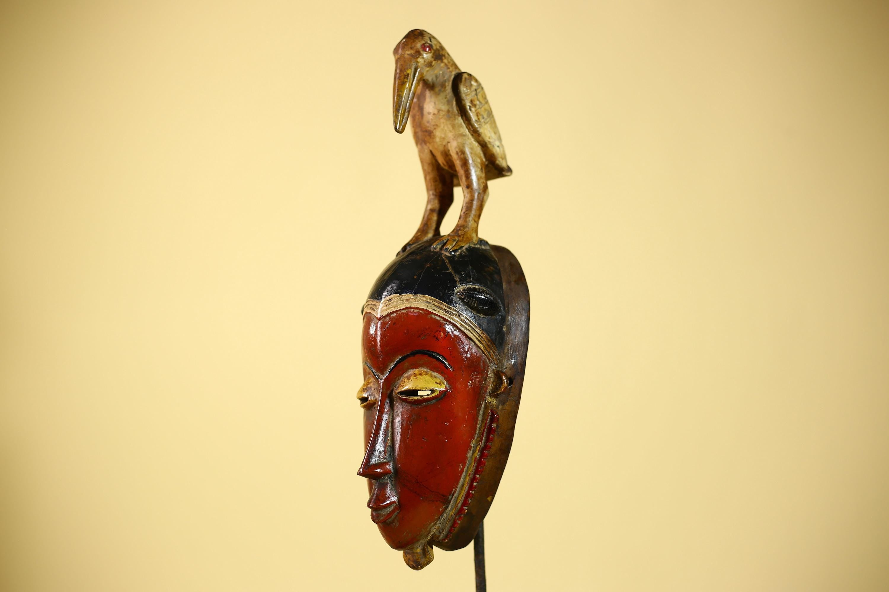 Wooden African Mask Guro Tribal Wood Carving Vintage Handmade Wall Art-G6091