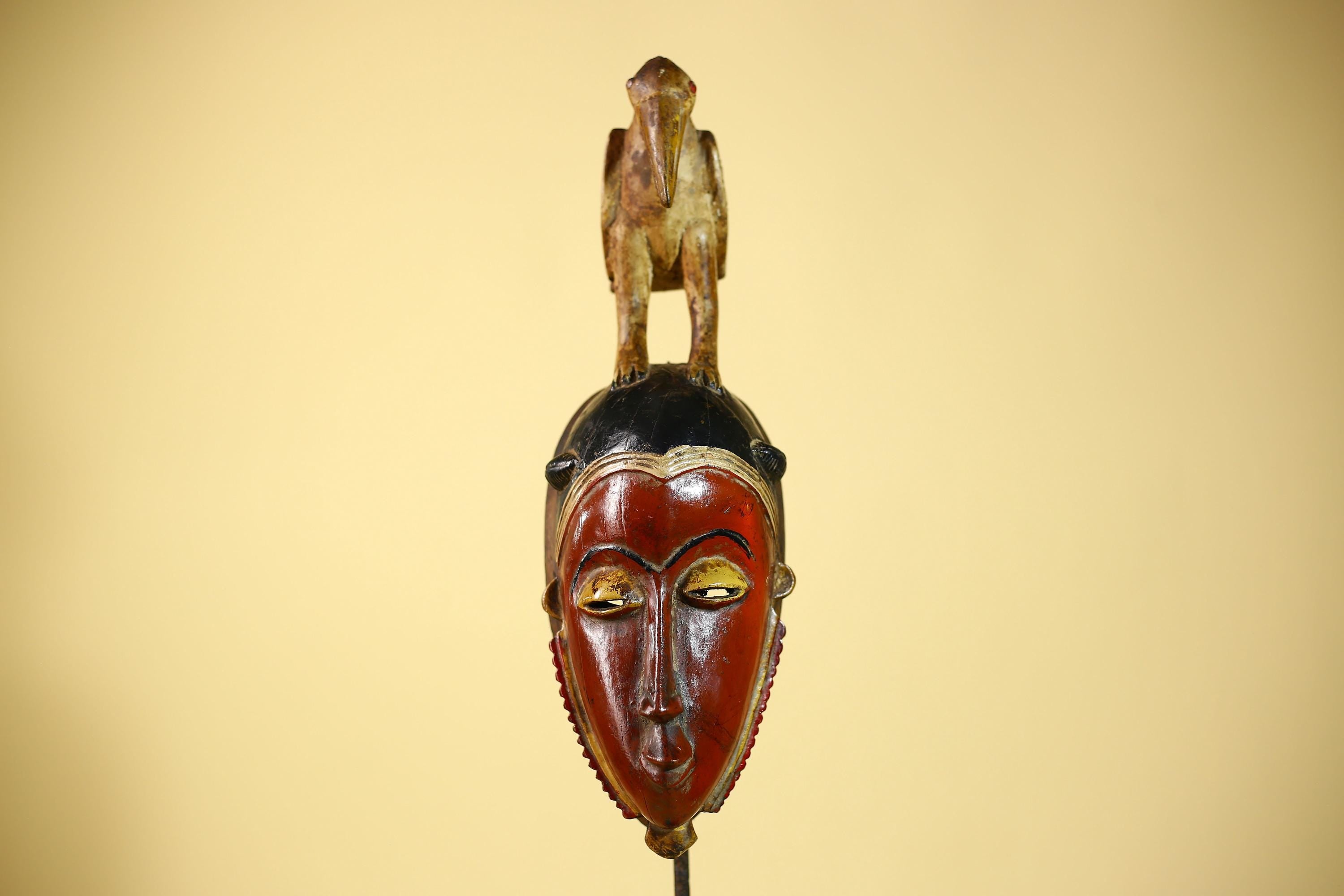 Wooden African Mask Guro Tribal Wood Carving Vintage Handmade Wall Art-G6091