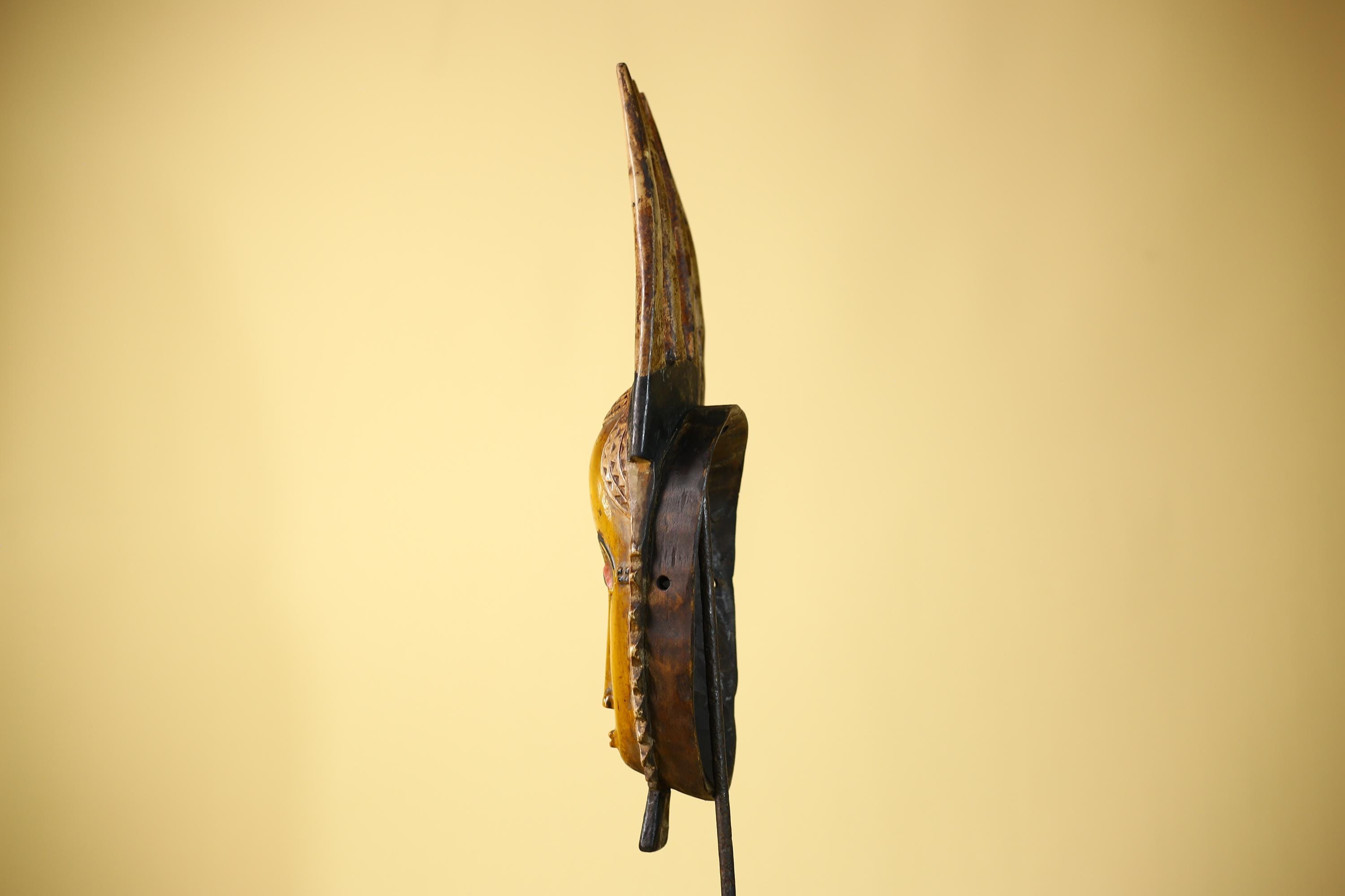 Wooden African Art Tribal Face Sculpture Vintage Hand Carved Wall Decor-G6093