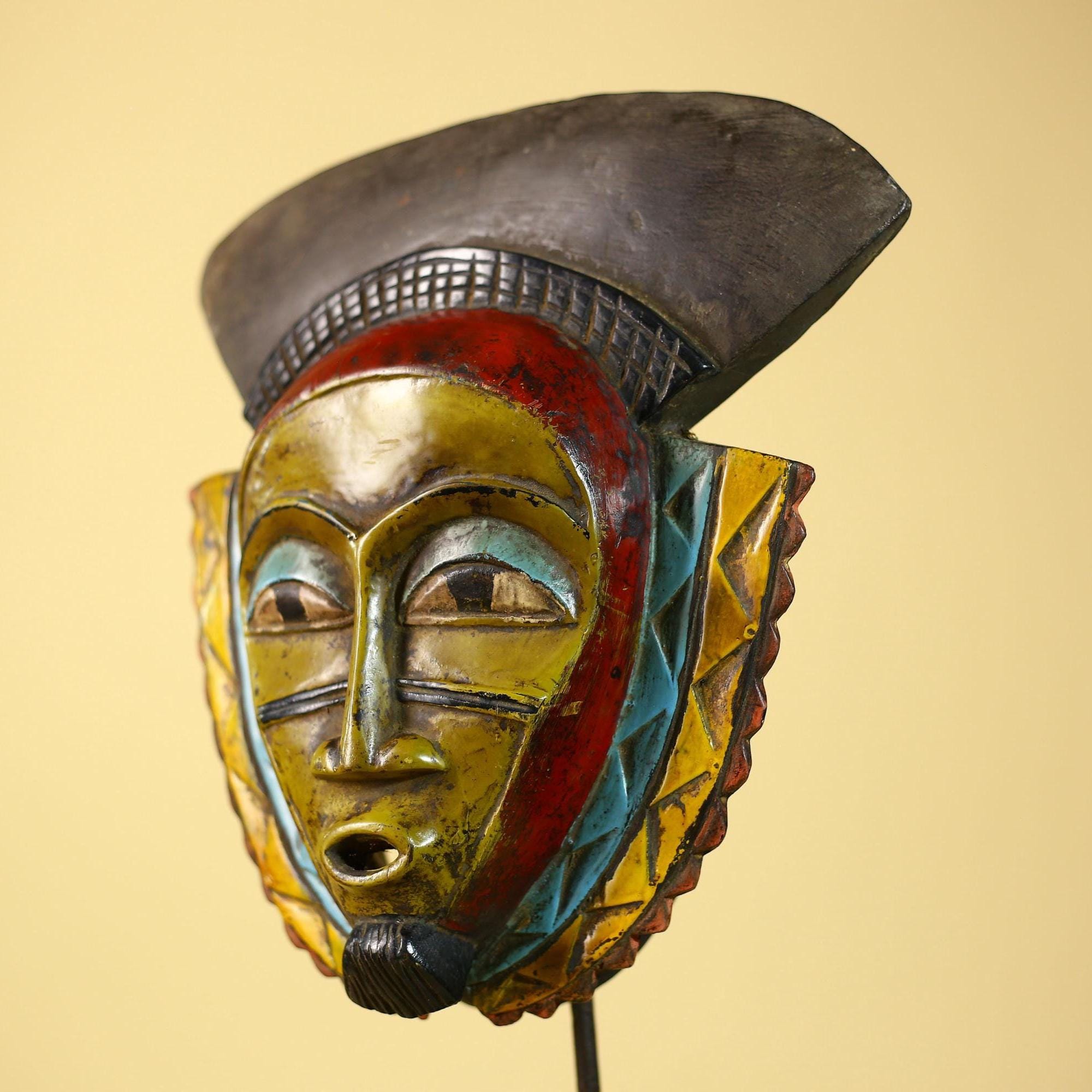 African Mask Wooden Tribal Art Vintage Wall Art Handmade Decor-G6094