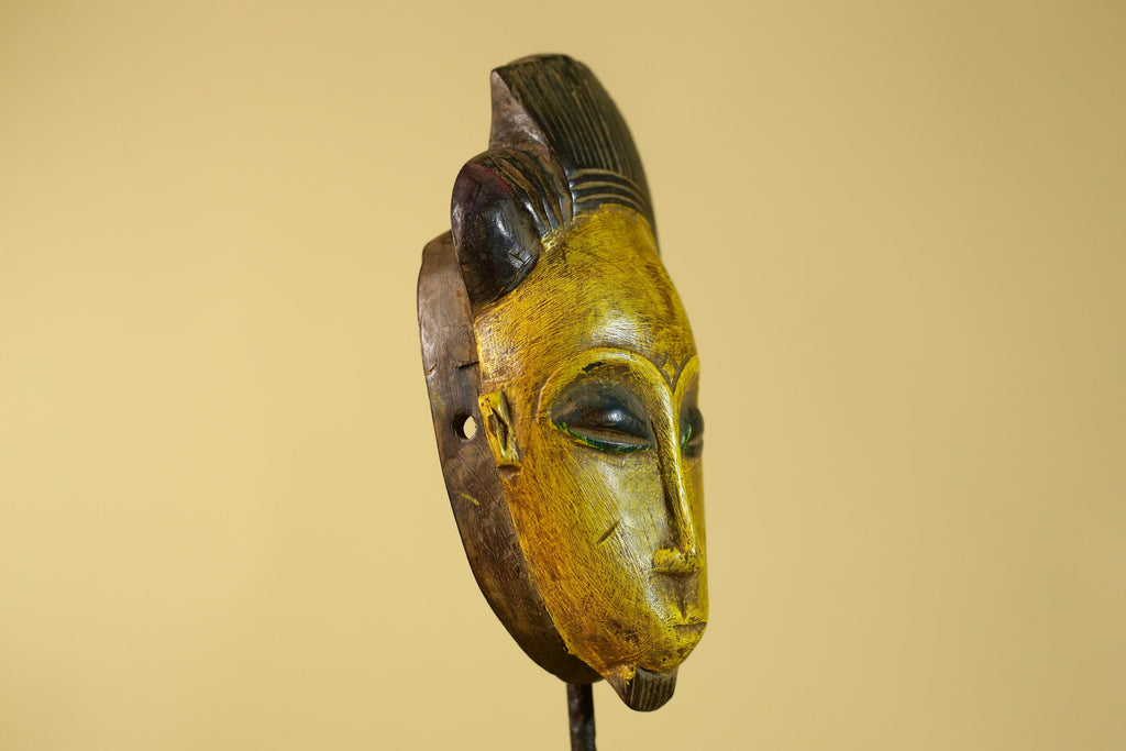 African Wooden Mask Baule Style- Tribal Mask Wall Art-G6194
