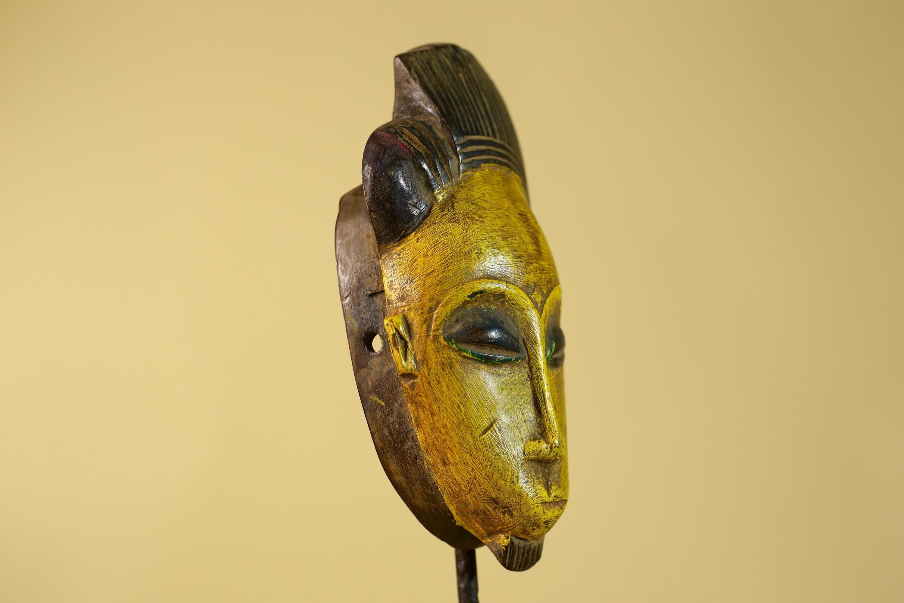 African Wooden Mask Baule Style- Tribal Mask Wall Art-G6194