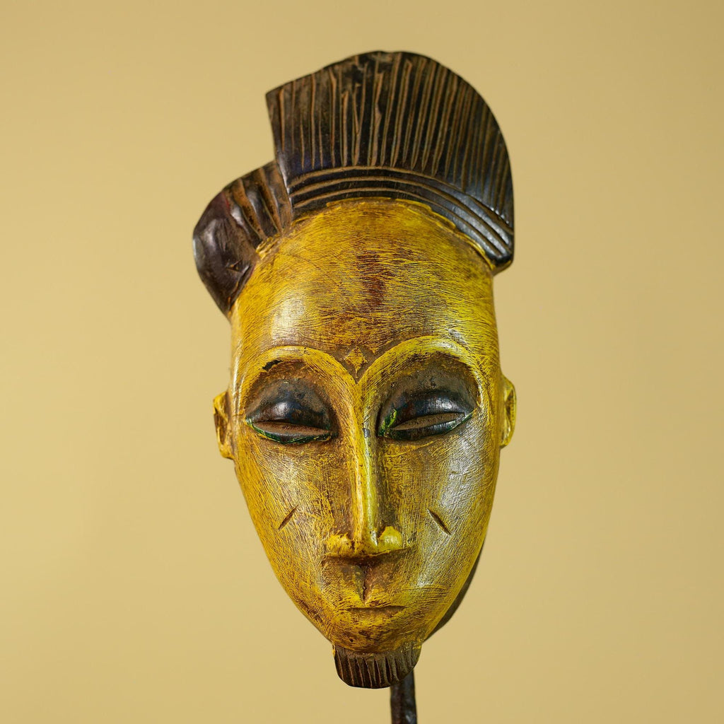 African Wooden Mask Baule Style- Tribal Mask Wall Art-G6194