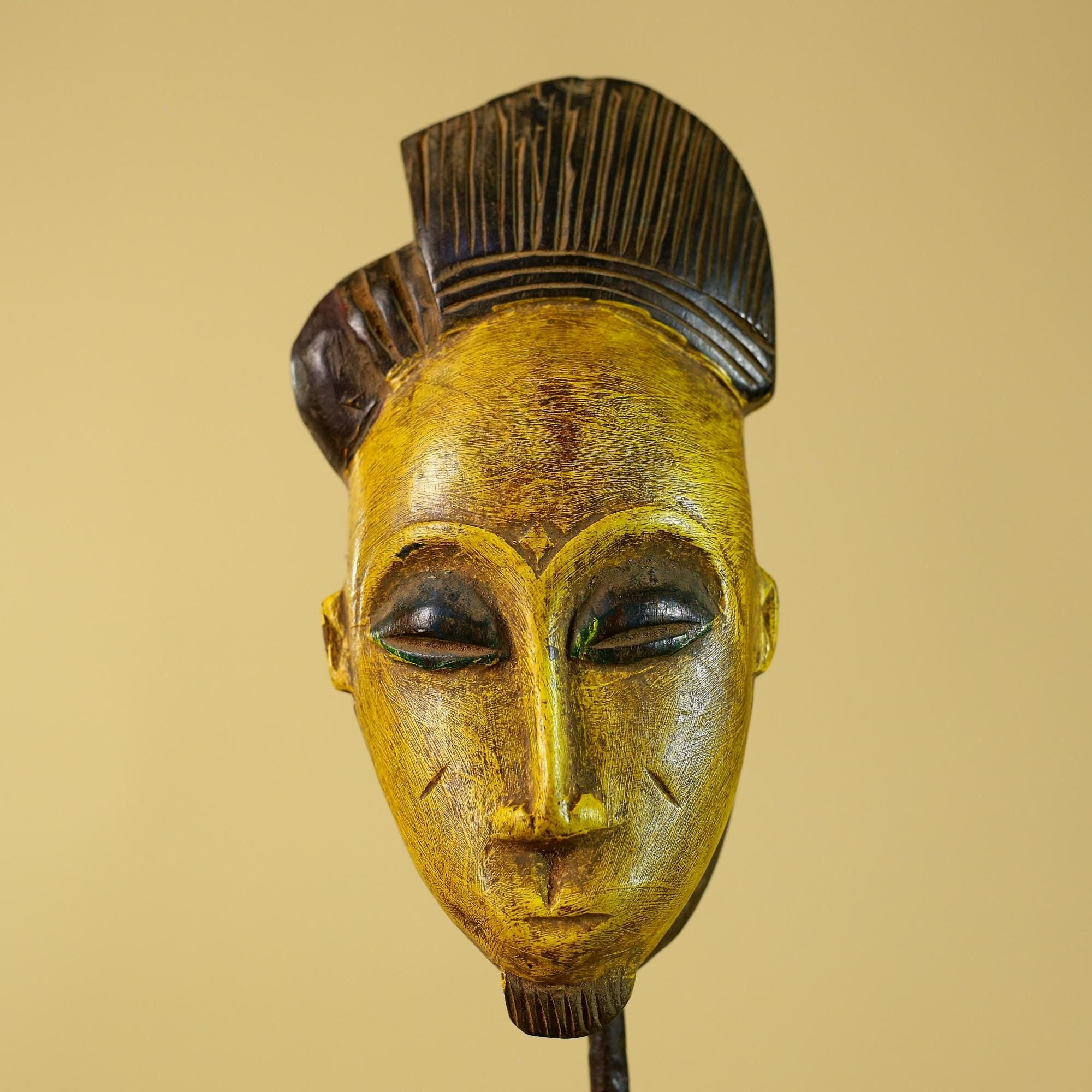 African Wooden Mask Baule Style- Tribal Mask Wall Art-G6194