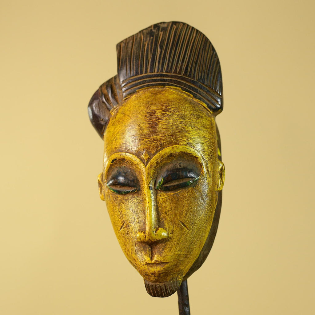 African Wooden Mask Baule Style- Tribal Mask Wall Art-G6194