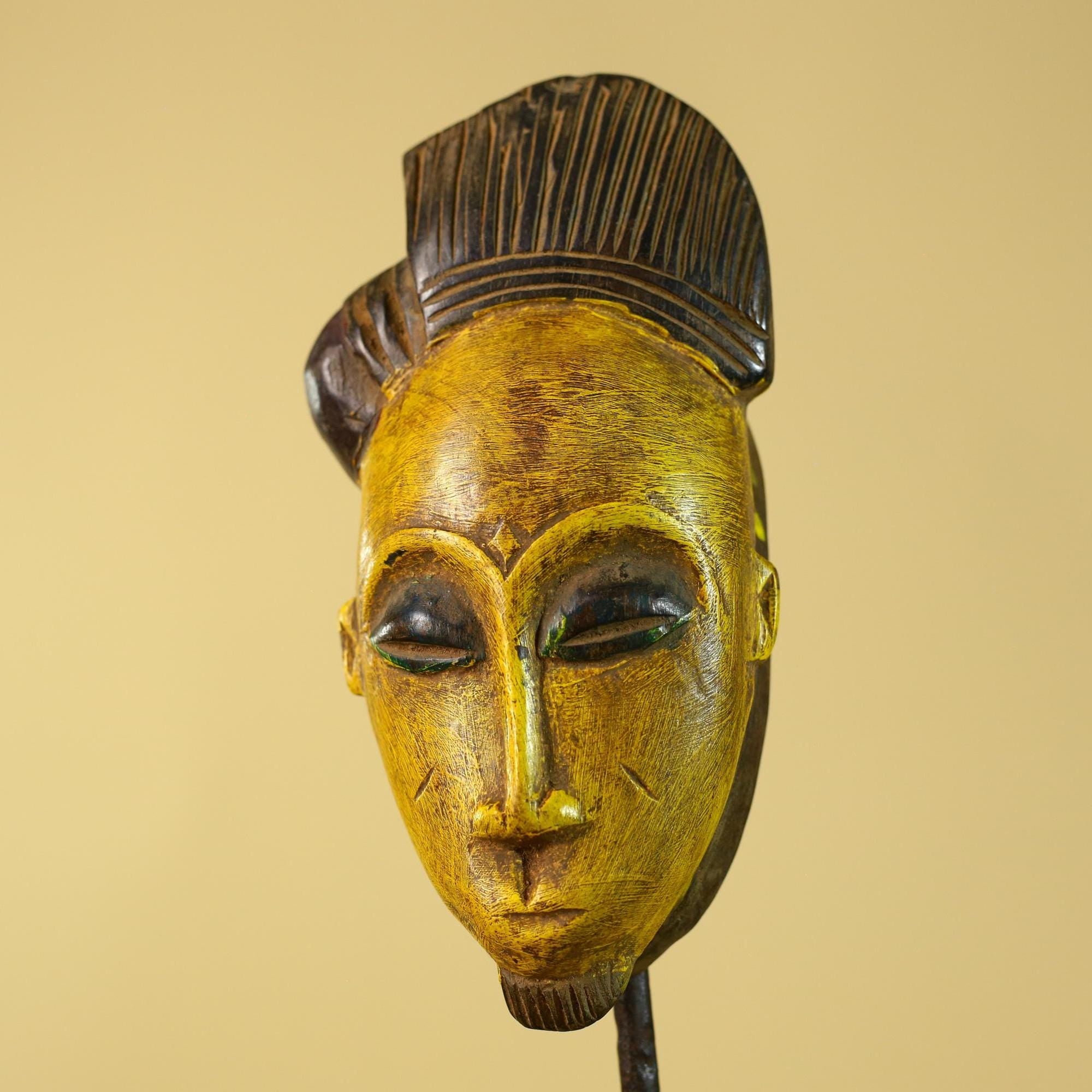 African Wooden Mask Baule Style- Tribal Mask Wall Art-G6194