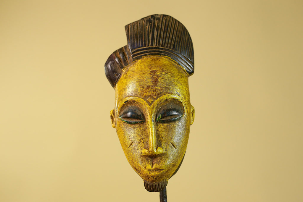 African Wooden Mask Baule Style- Tribal Mask Wall Art-G6194