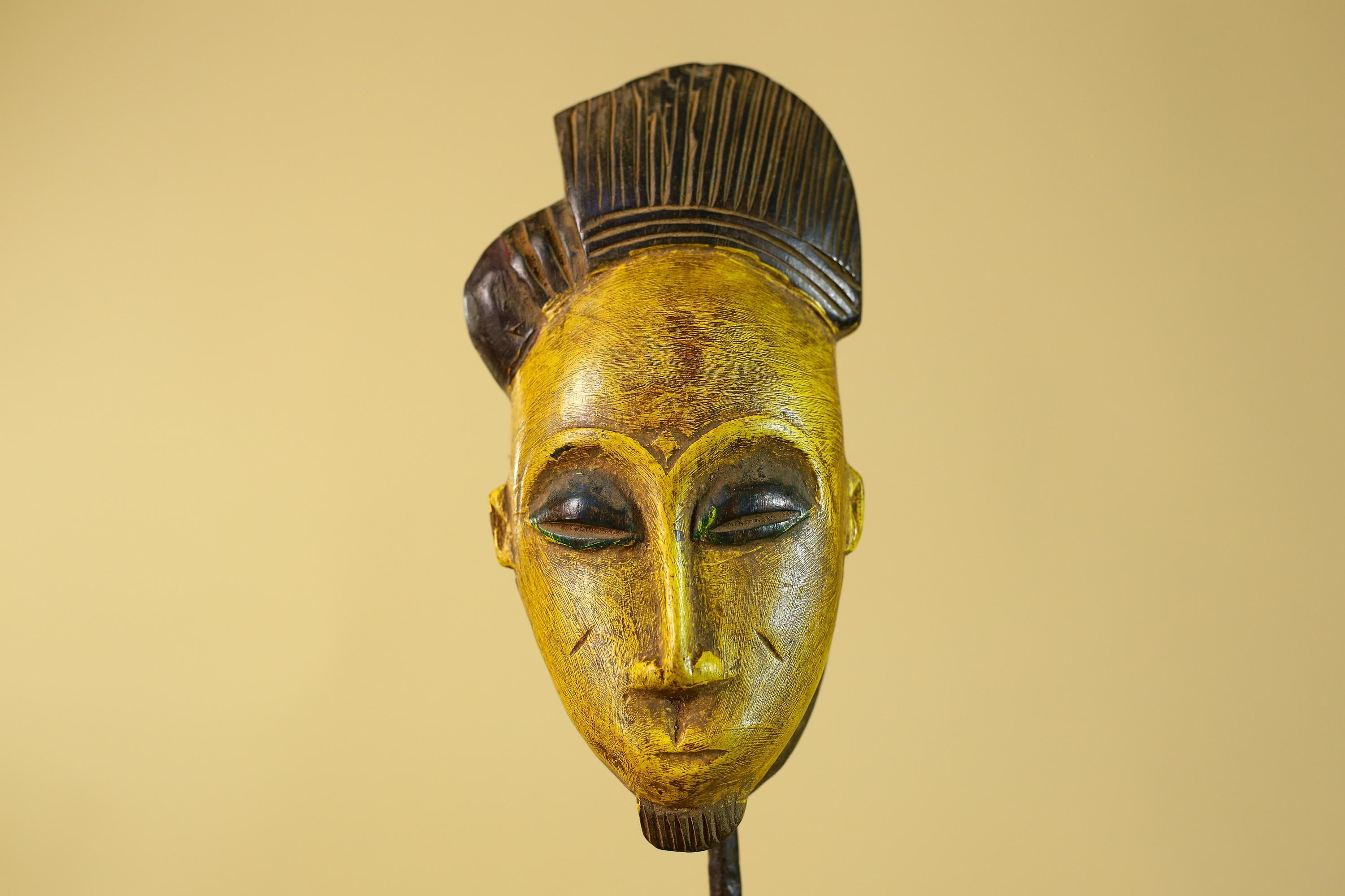 African Wooden Mask Baule Style- Tribal Mask Wall Art-G6194
