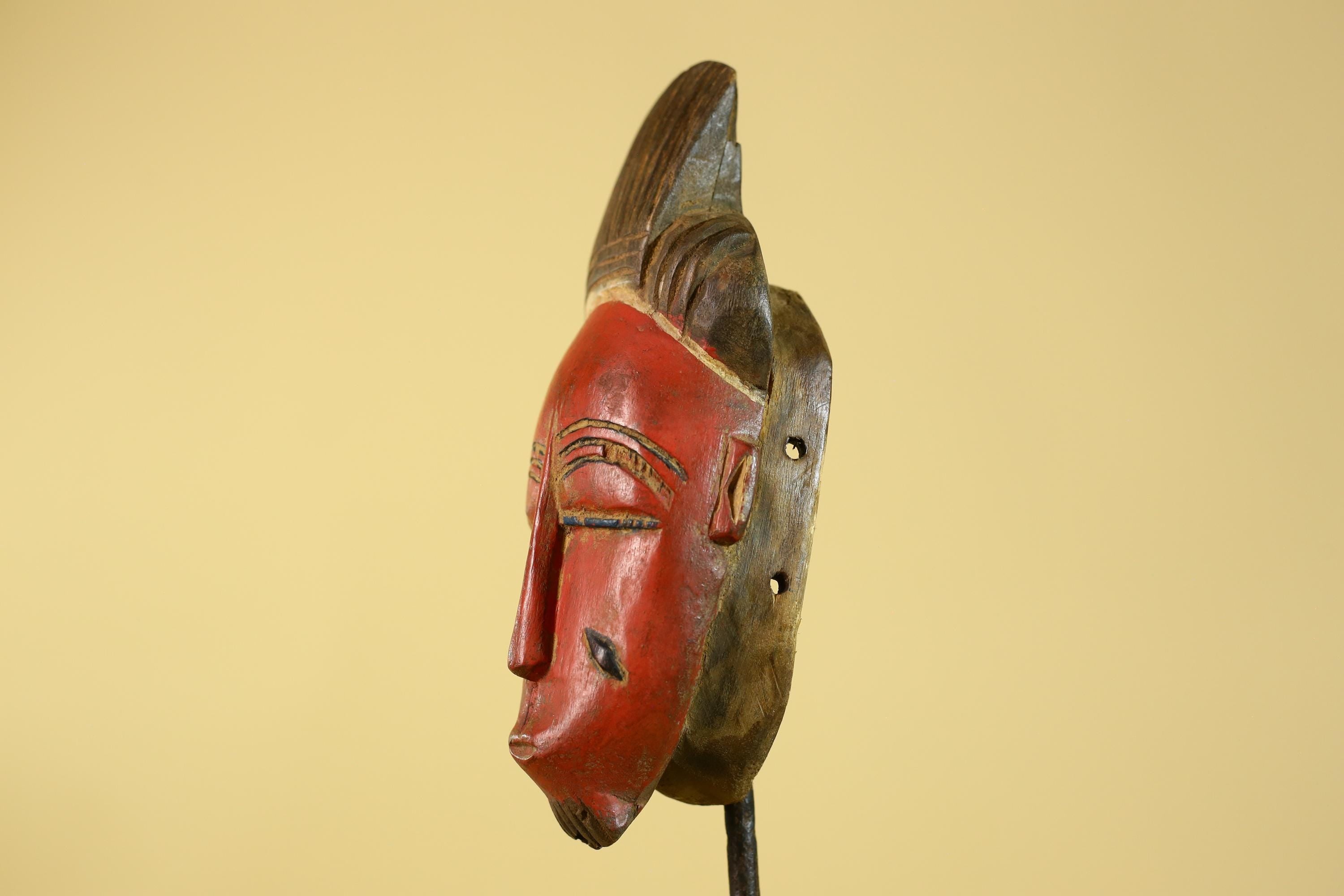 African Wooden Baule Face Mask- Vintage Tribal Art  Wall Decor-G6195