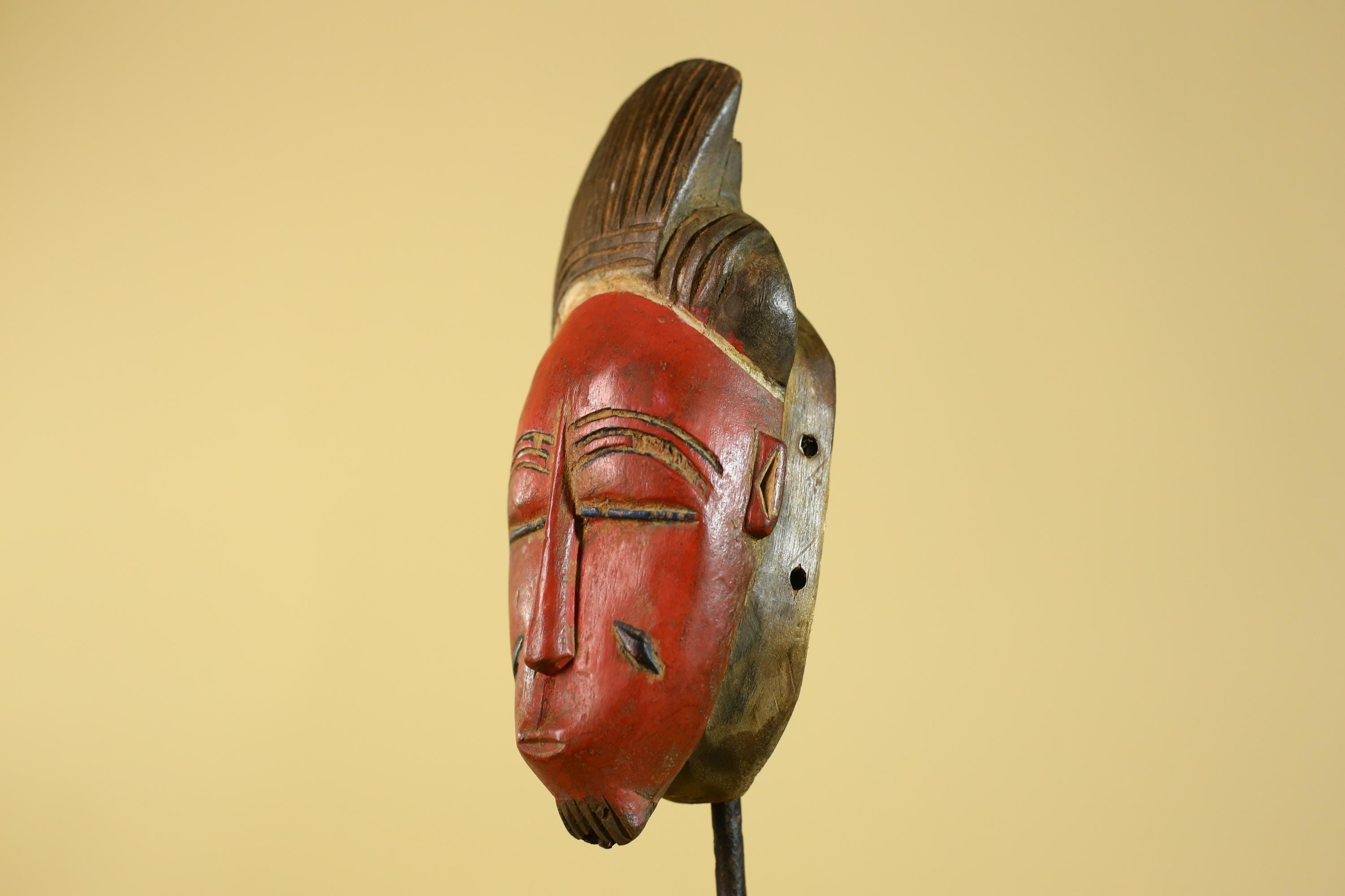 African Wooden Baule Face Mask- Vintage Tribal Art  Wall Decor-G6195