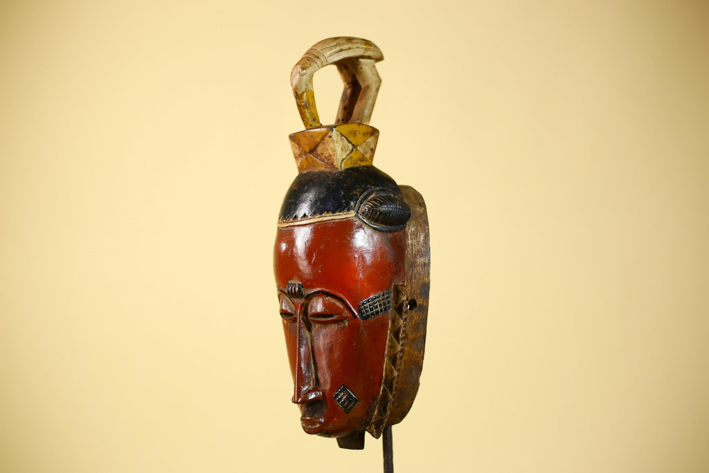 Rare African Baule Mask Wooden African Art Tribal Wall Art Vintage-G6097