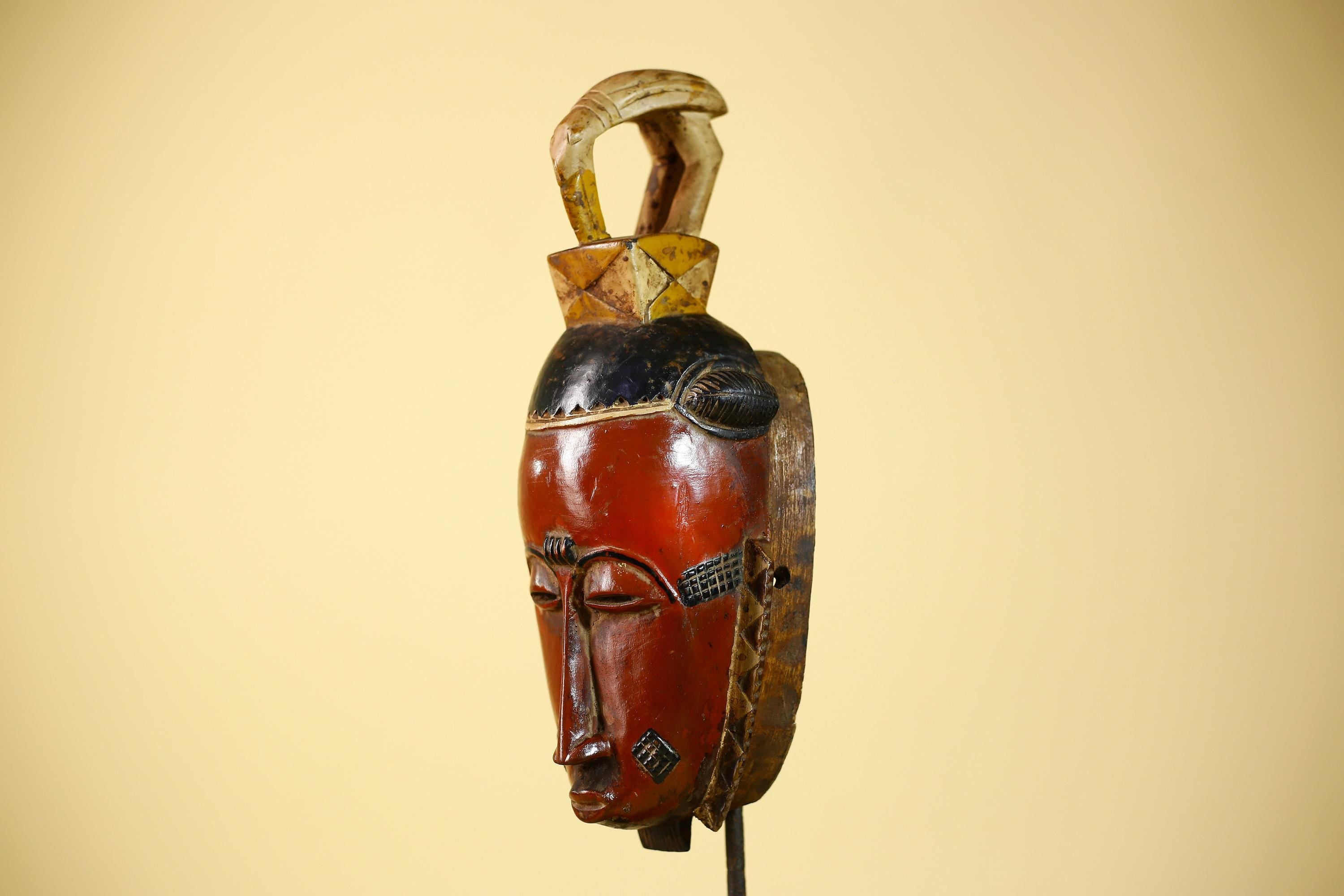 Rare African Baule Mask Wooden African Art Tribal Wall Art Vintage-G6097