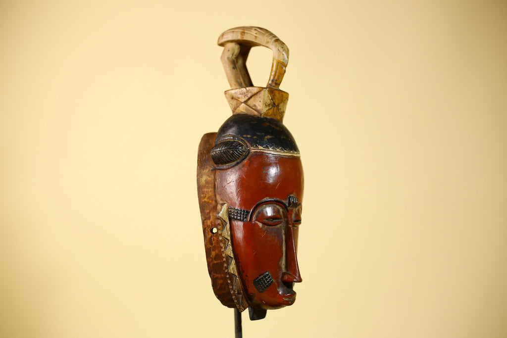 Rare African Baule Mask Wooden African Art Tribal Wall Art Vintage-G6097