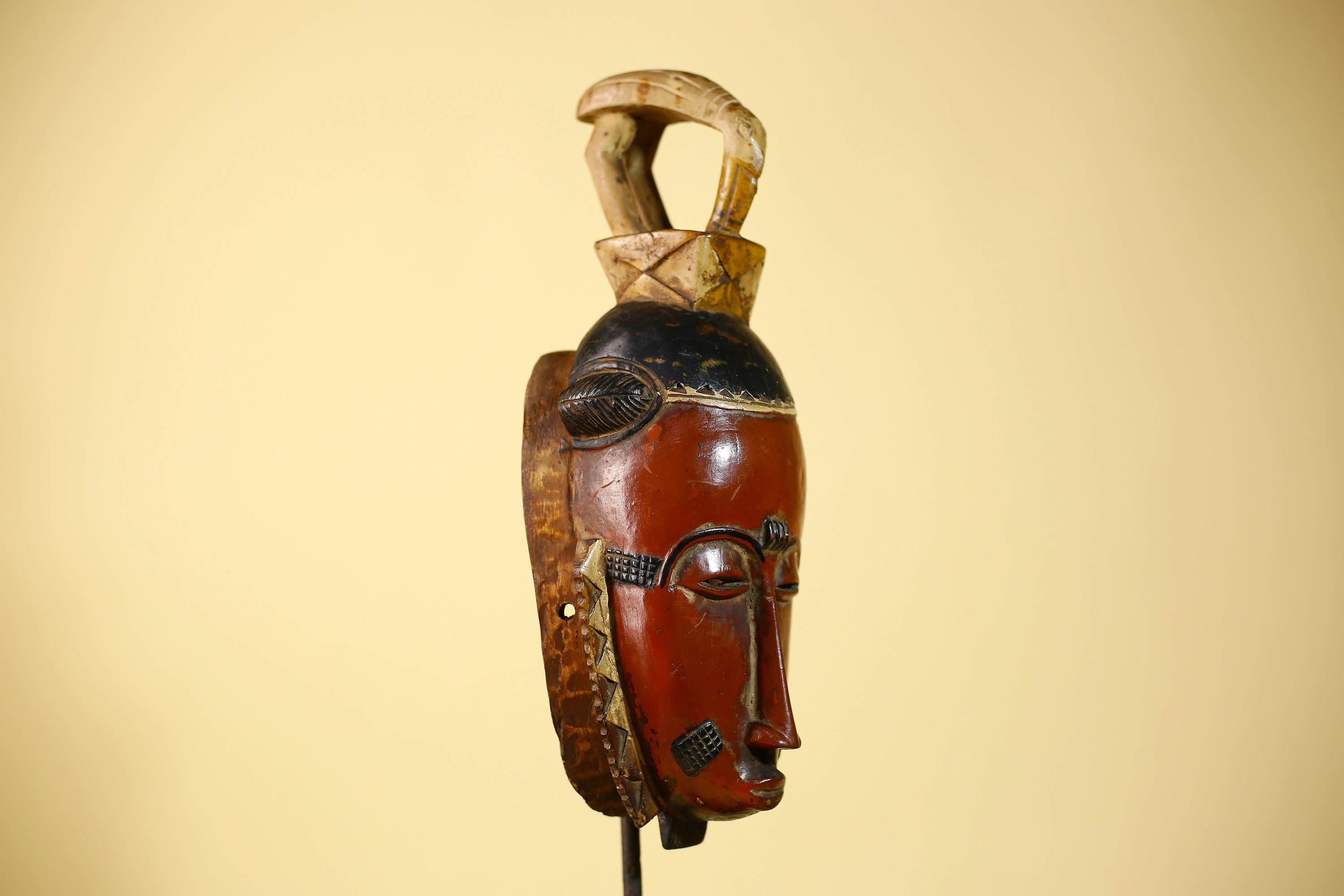 Rare African Baule Mask Wooden African Art Tribal Wall Art Vintage-G6097