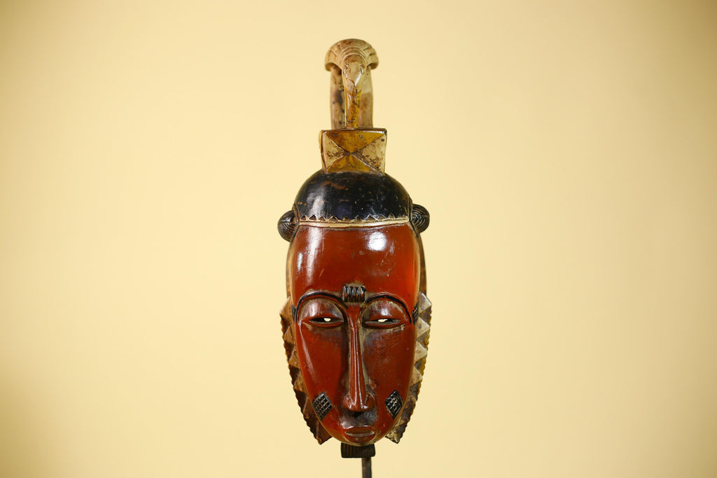 Rare African Baule Mask Wooden African Art Tribal Wall Art Vintage-G6097