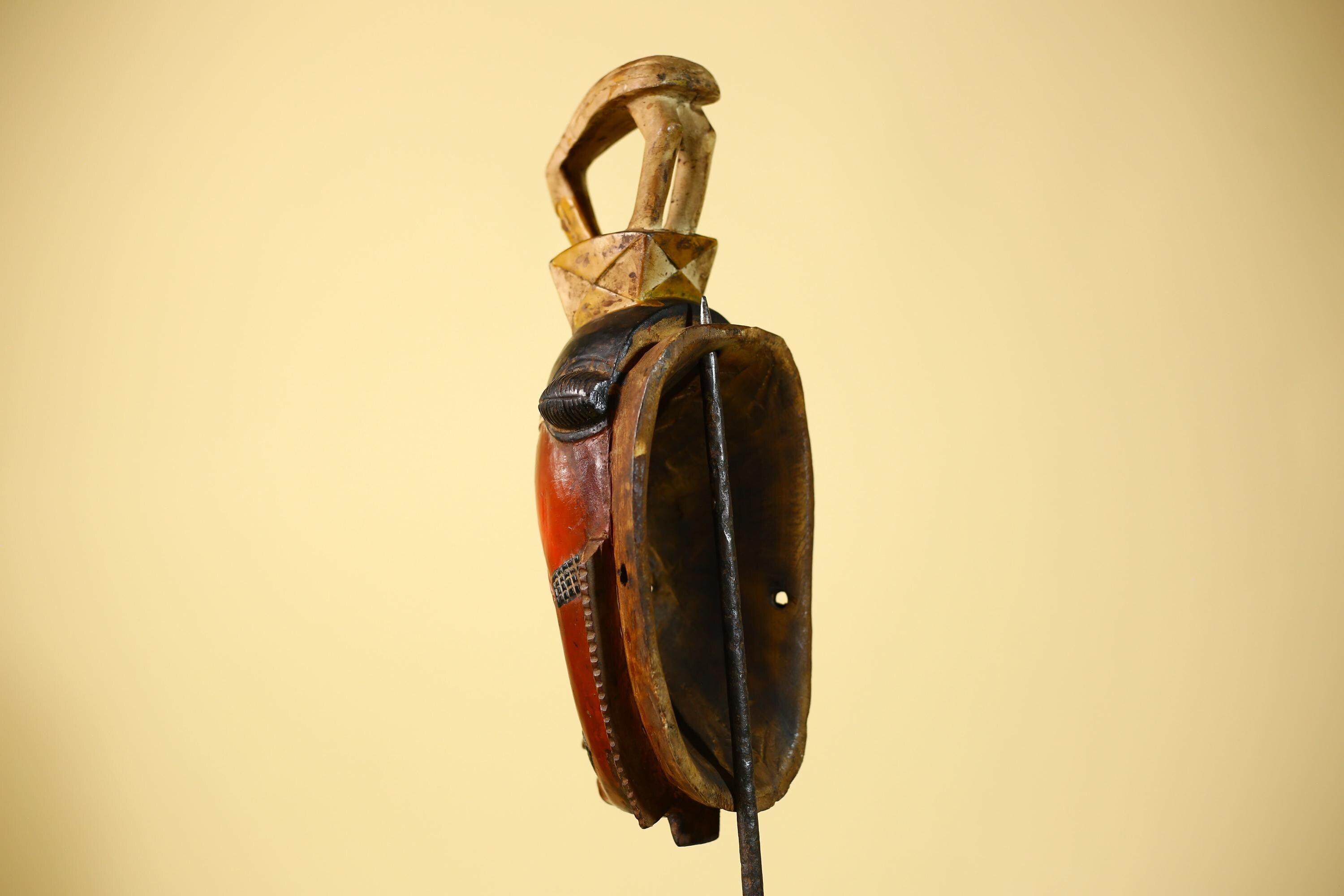 Rare African Baule Mask Wooden African Art Tribal Wall Art Vintage-G6097