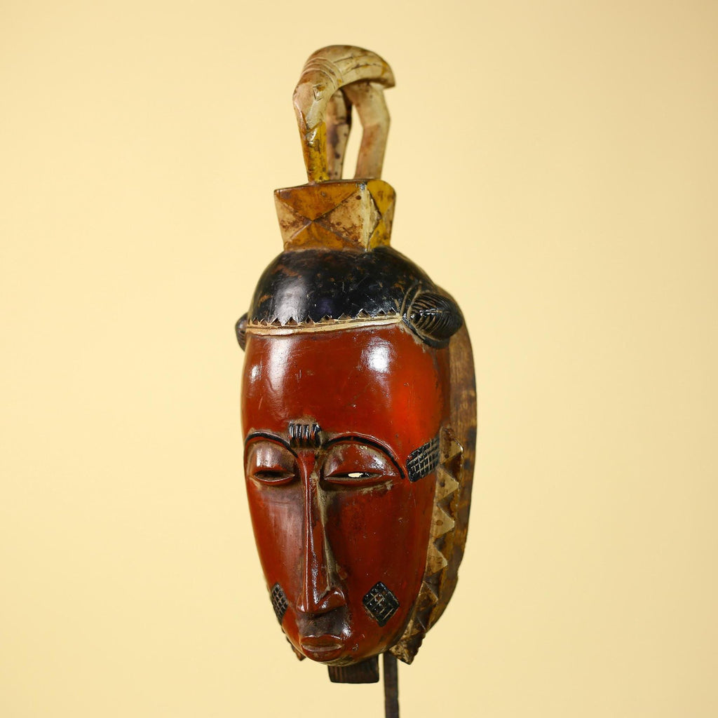 Rare African Baule Mask Wooden African Art Tribal Wall Art Vintage-G6097
