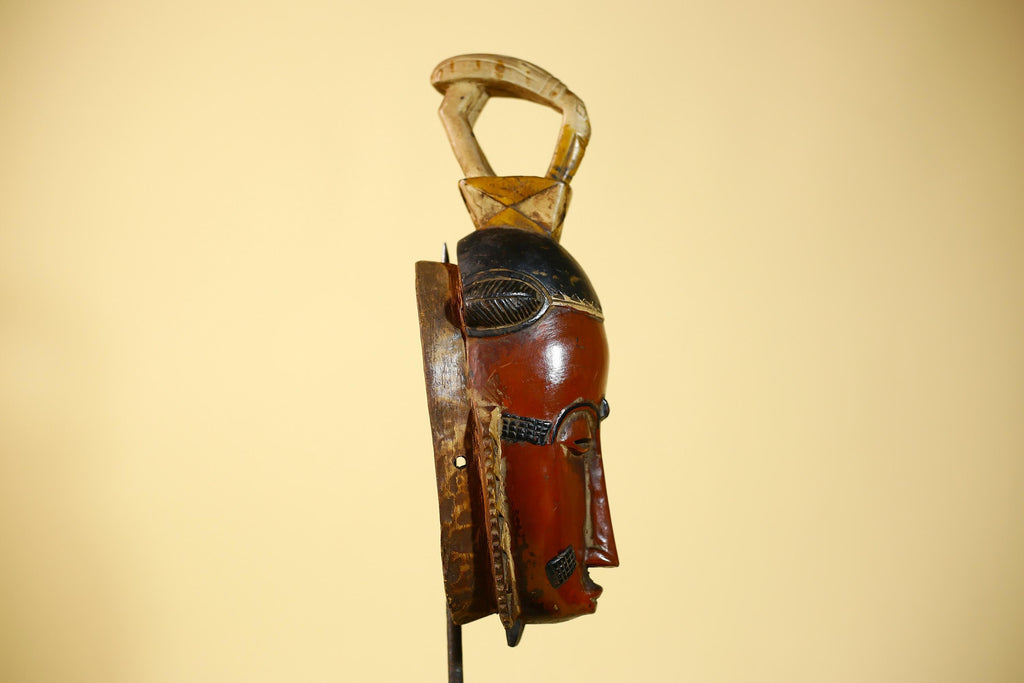 Rare African Baule Mask Wooden African Art Tribal Wall Art Vintage-G6097
