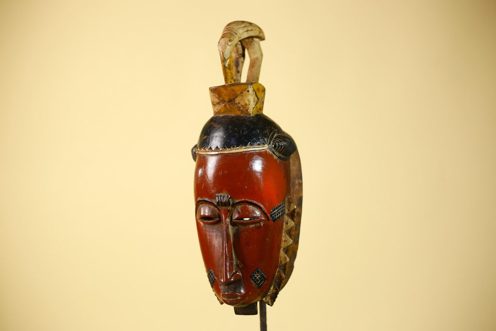Rare African Baule Mask Wooden African Art Tribal Wall Art Vintage-G6097