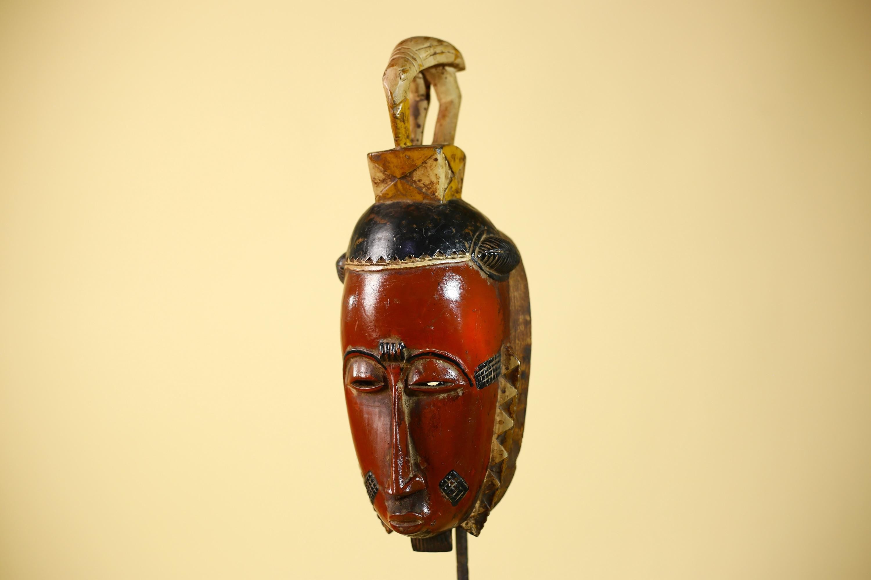 Rare African Baule Mask Wooden African Art Tribal Wall Art Vintage-G6097
