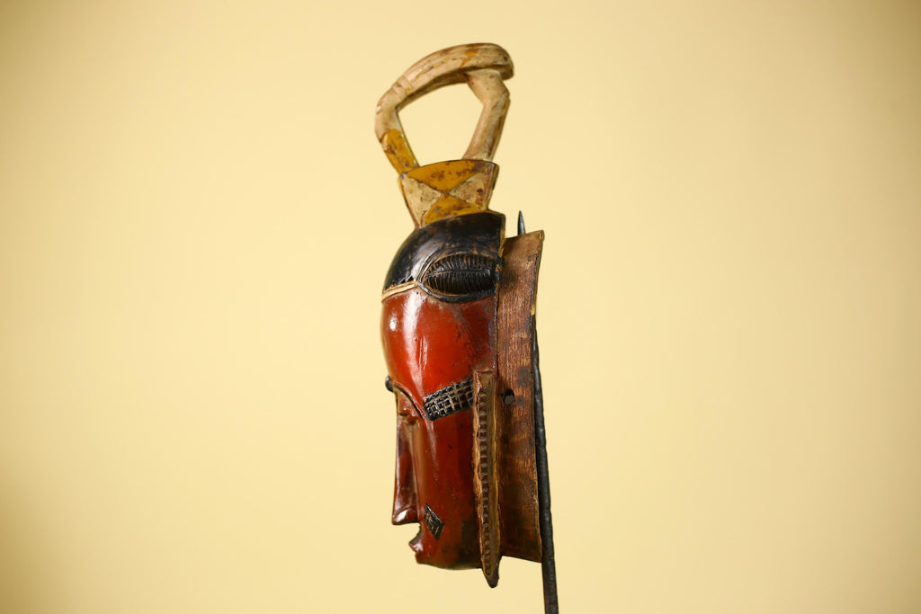 Rare African Baule Mask Wooden African Art Tribal Wall Art Vintage-G6097