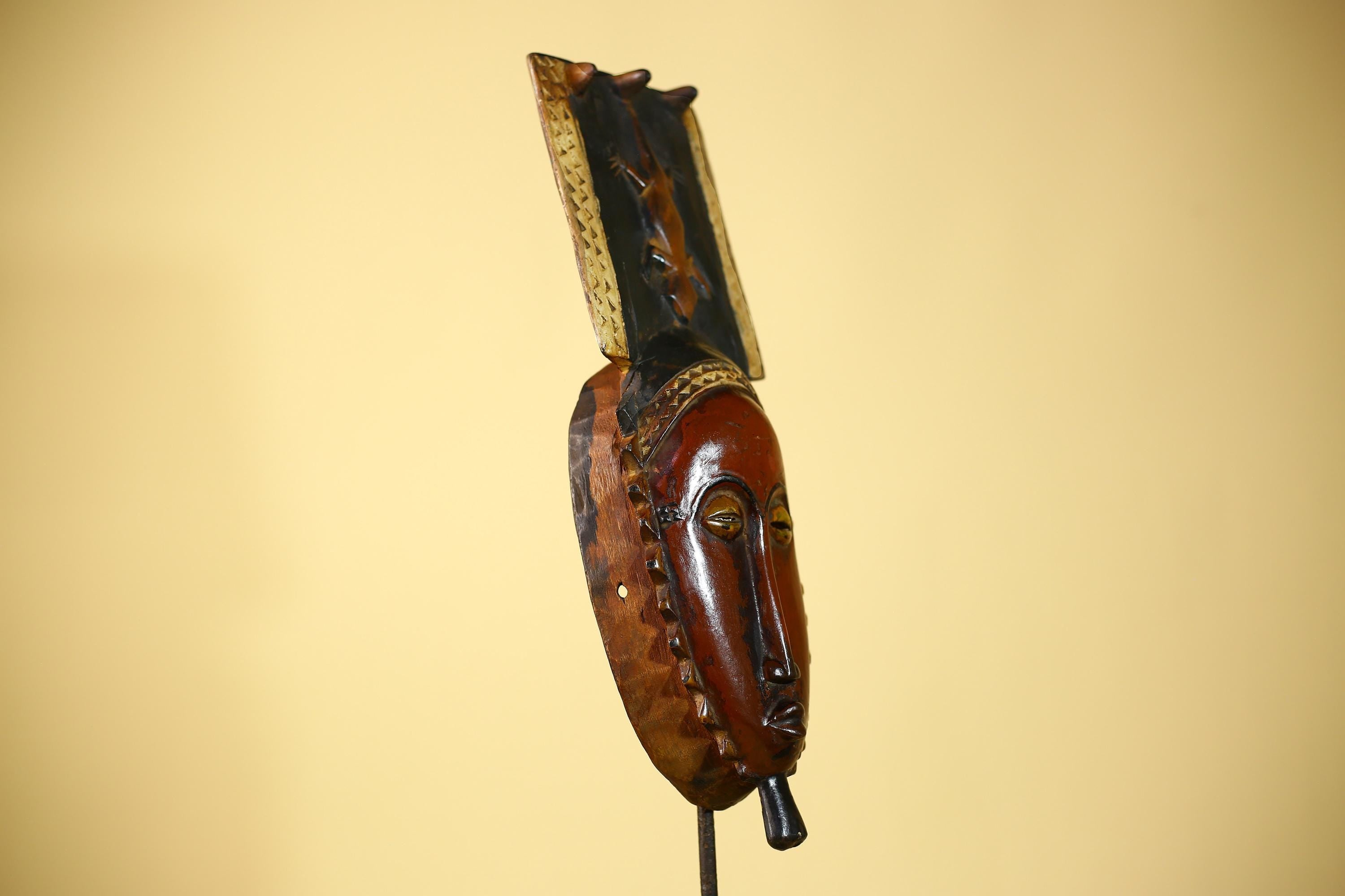 Wooden African Mask Baule Tribal Art Vintage Carved African Wall Art-G6098