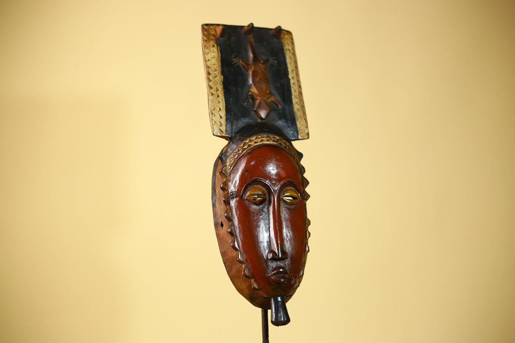 Wooden African Mask Baule Tribal Art Vintage Carved African Wall Art-G6098